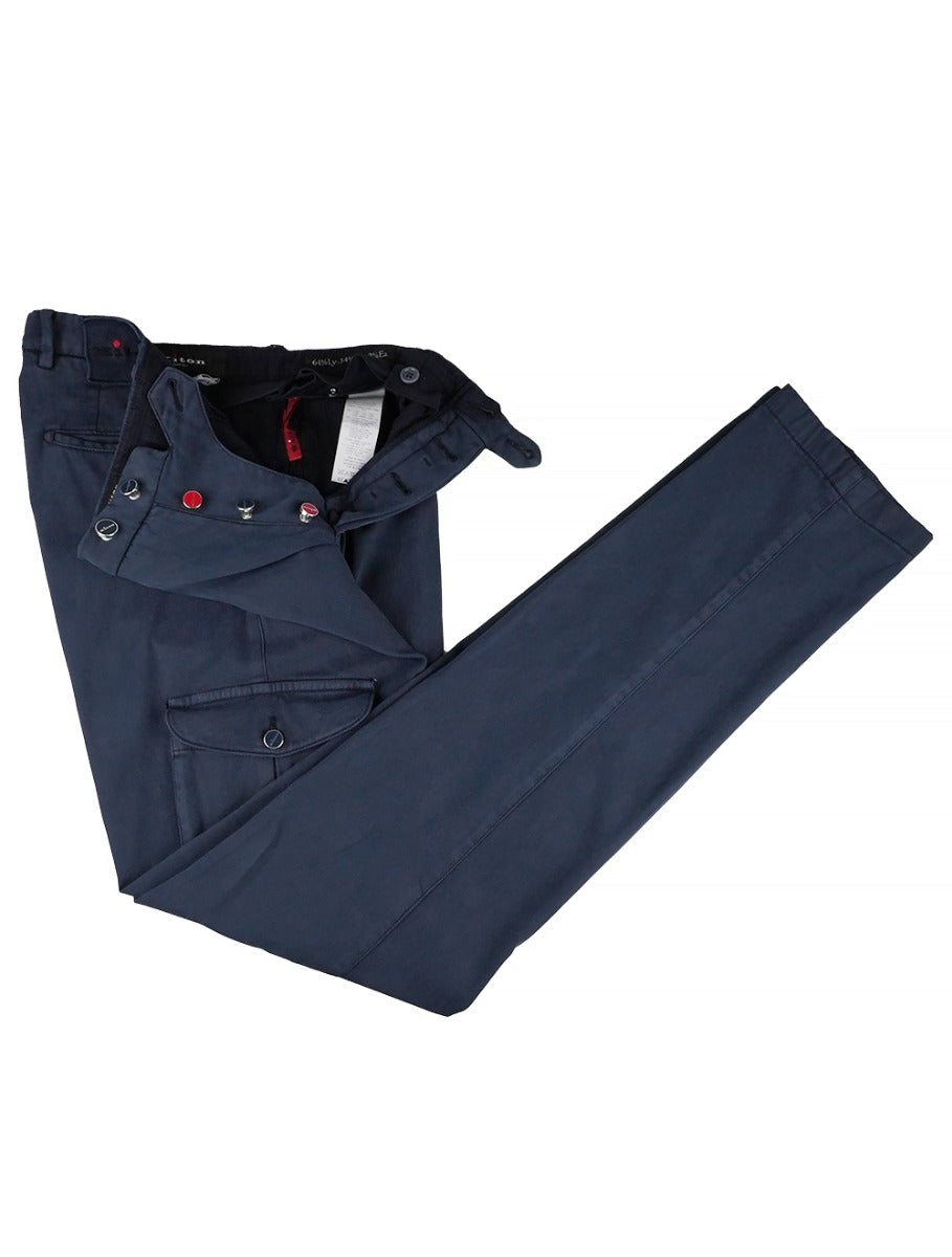 Kiton Blue Lycra Cotton Ea Cargo Pants