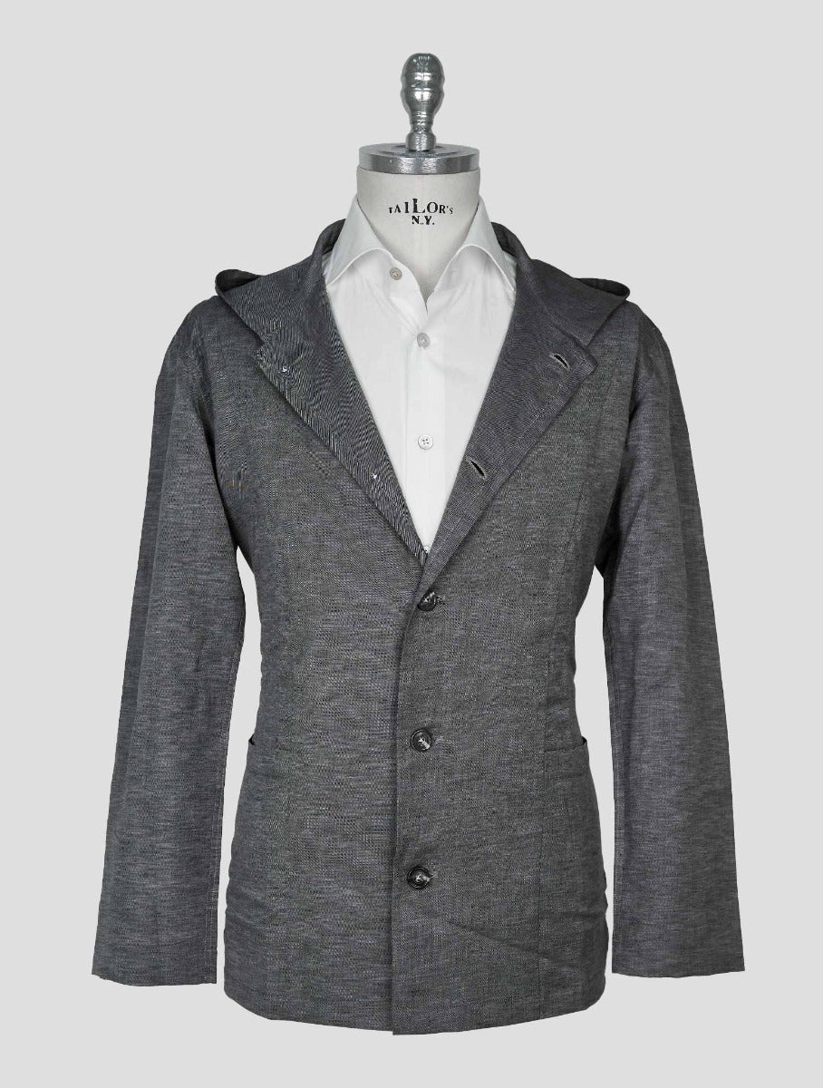 Kiton Gray Linen Cotton Shirt Luca