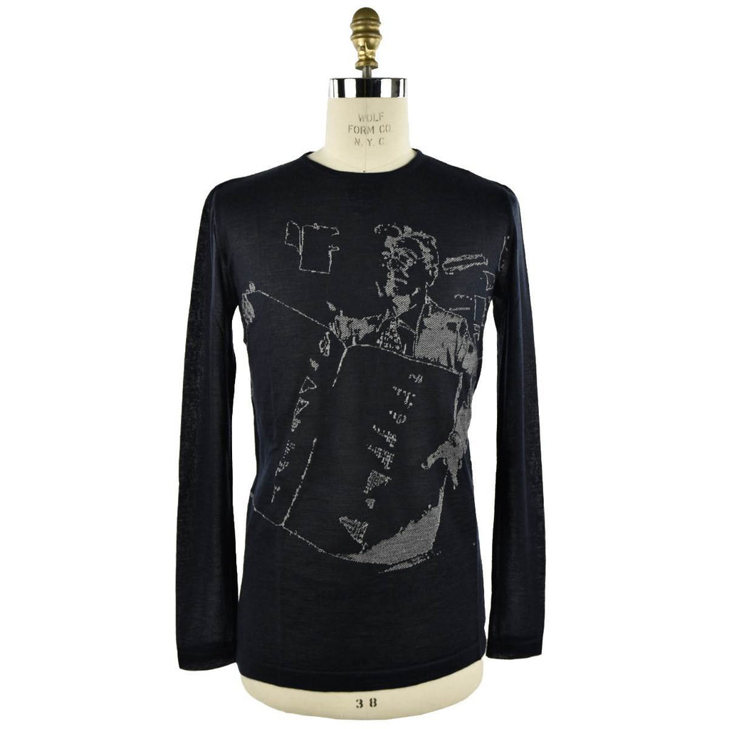 KNT KNT KITON Blue Cashmere Silk Cotton Sweater Crewneck Blue 000