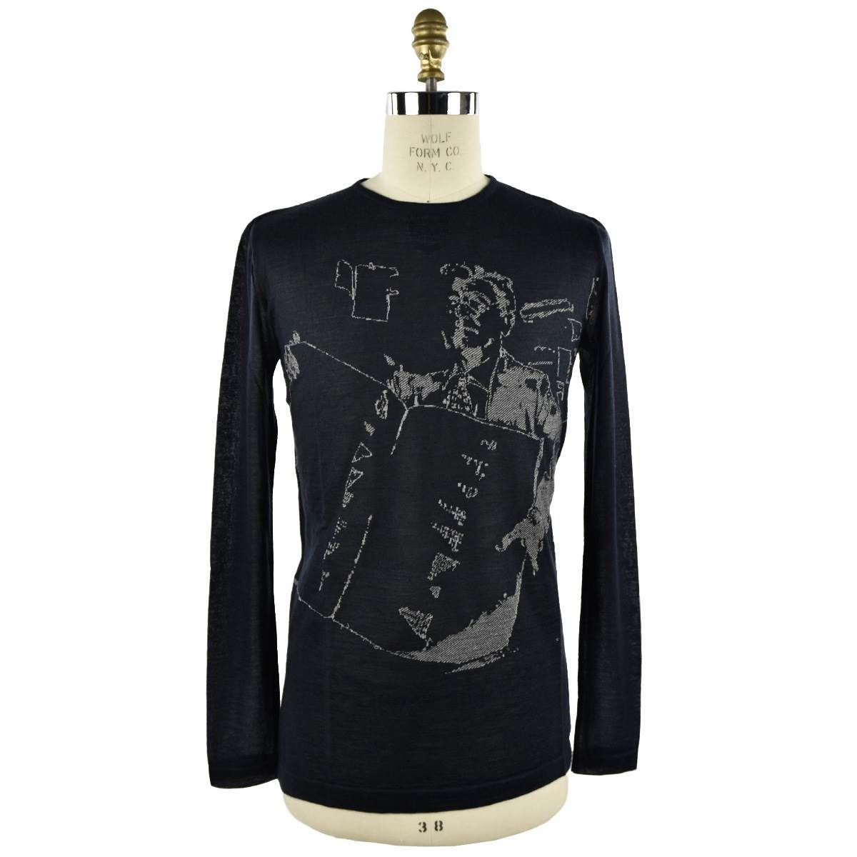 KNT KNT KITON Blue Cashmere Silk Cotton Sweater Crewneck Blue 000