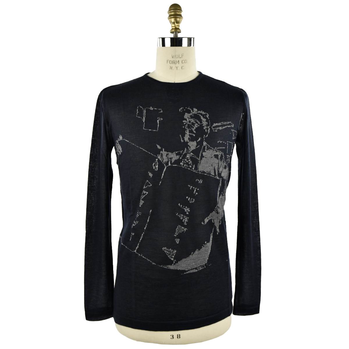 KNT KITON Blue Cashmere Silk Cotton Sweater Crewneck