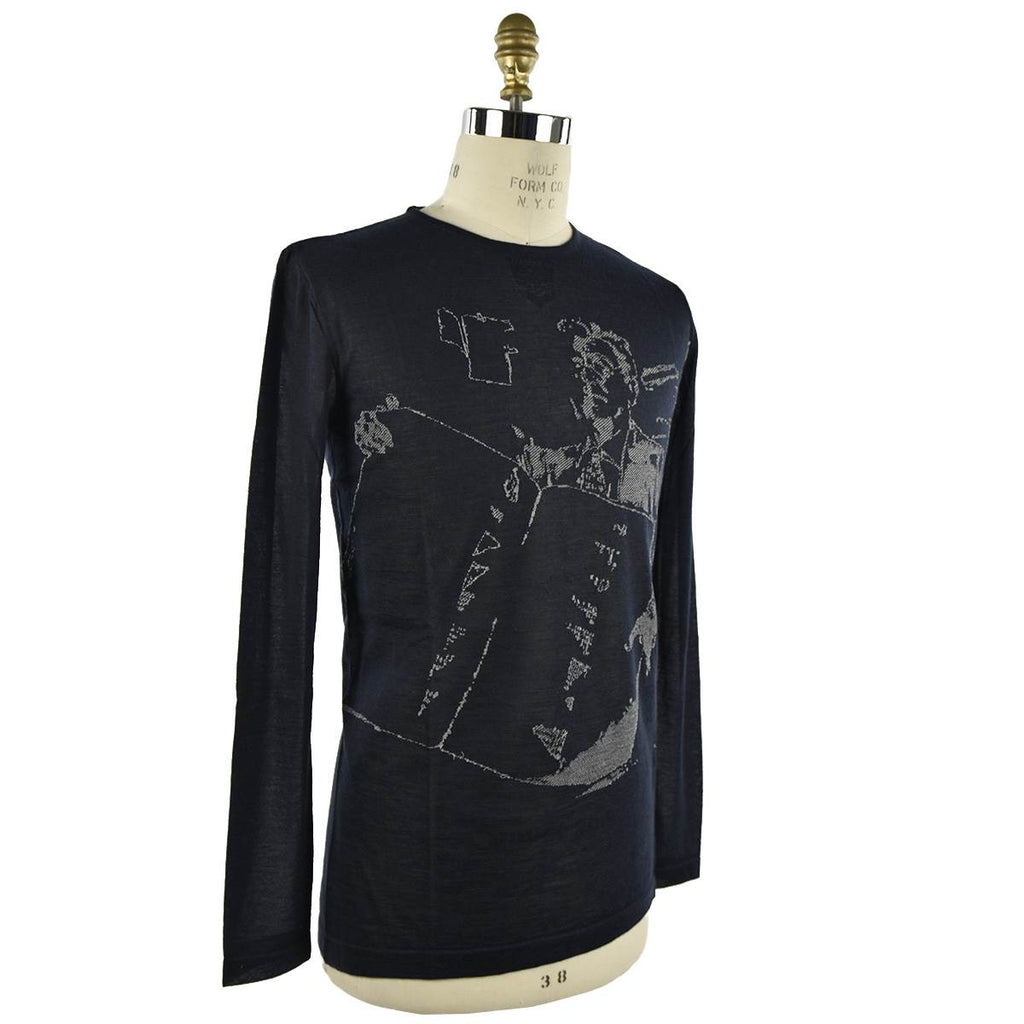 KNT KNT KITON Blue Cashmere Silk Cotton Sweater Crewneck Blue 001