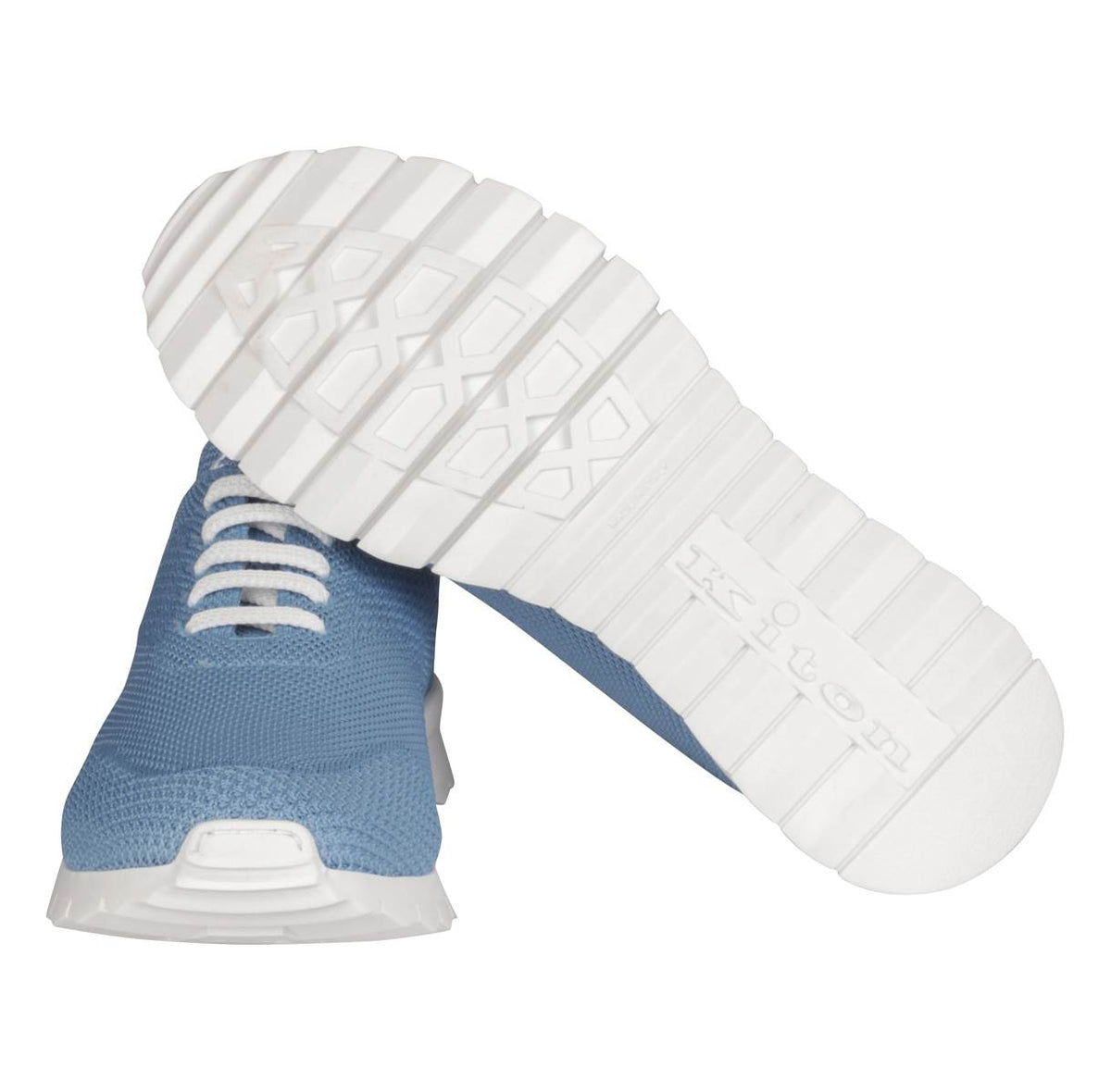 Kiton Light Blue Cotton Ea Sneakers FITS