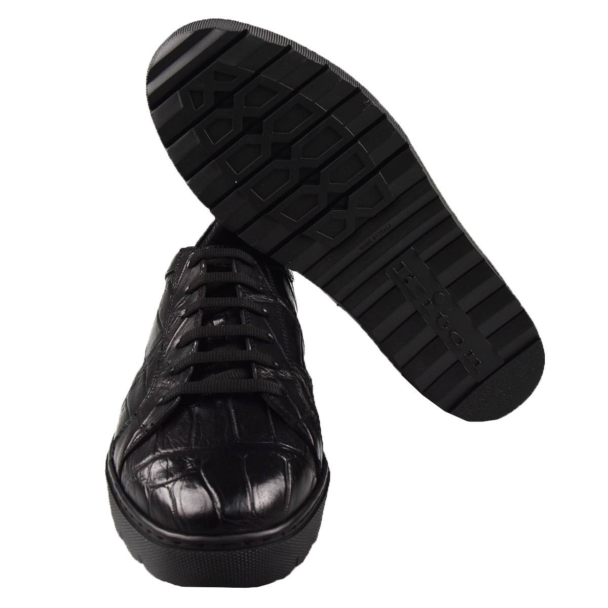 Kiton Black Crocodile Sneakers SUIB