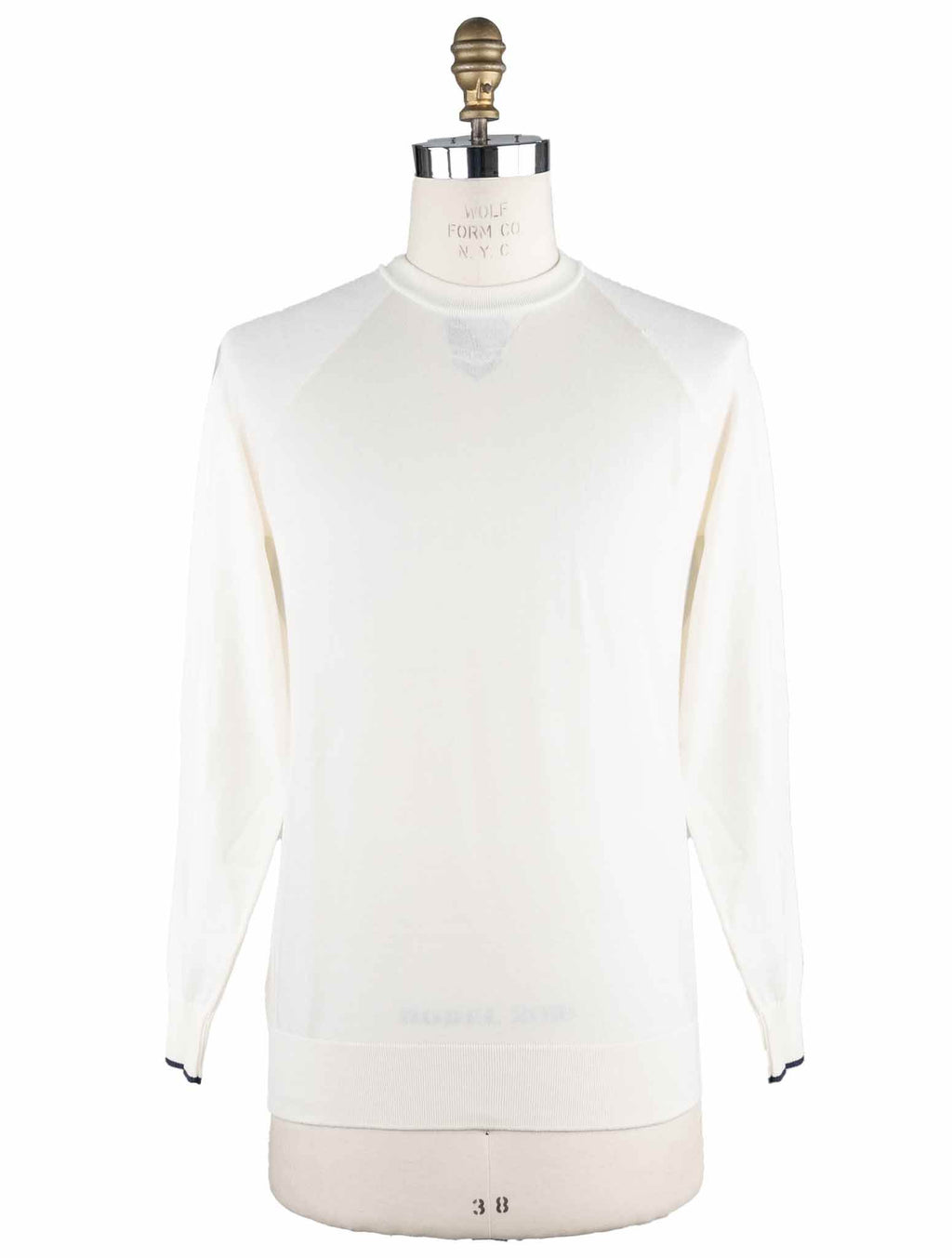Cesare Attolini White Cotton Cashmere Sweater Crewneck
