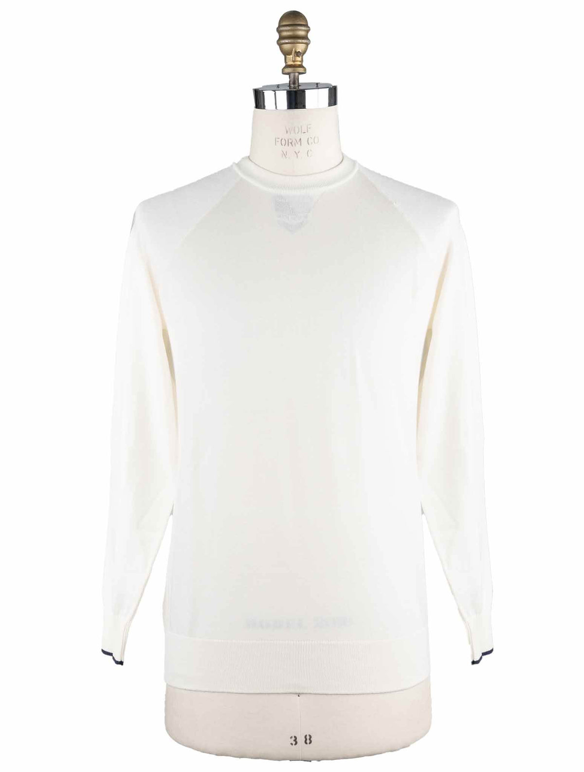 Cesare Attolini White Cotton Cashmere Sweater Crewneck