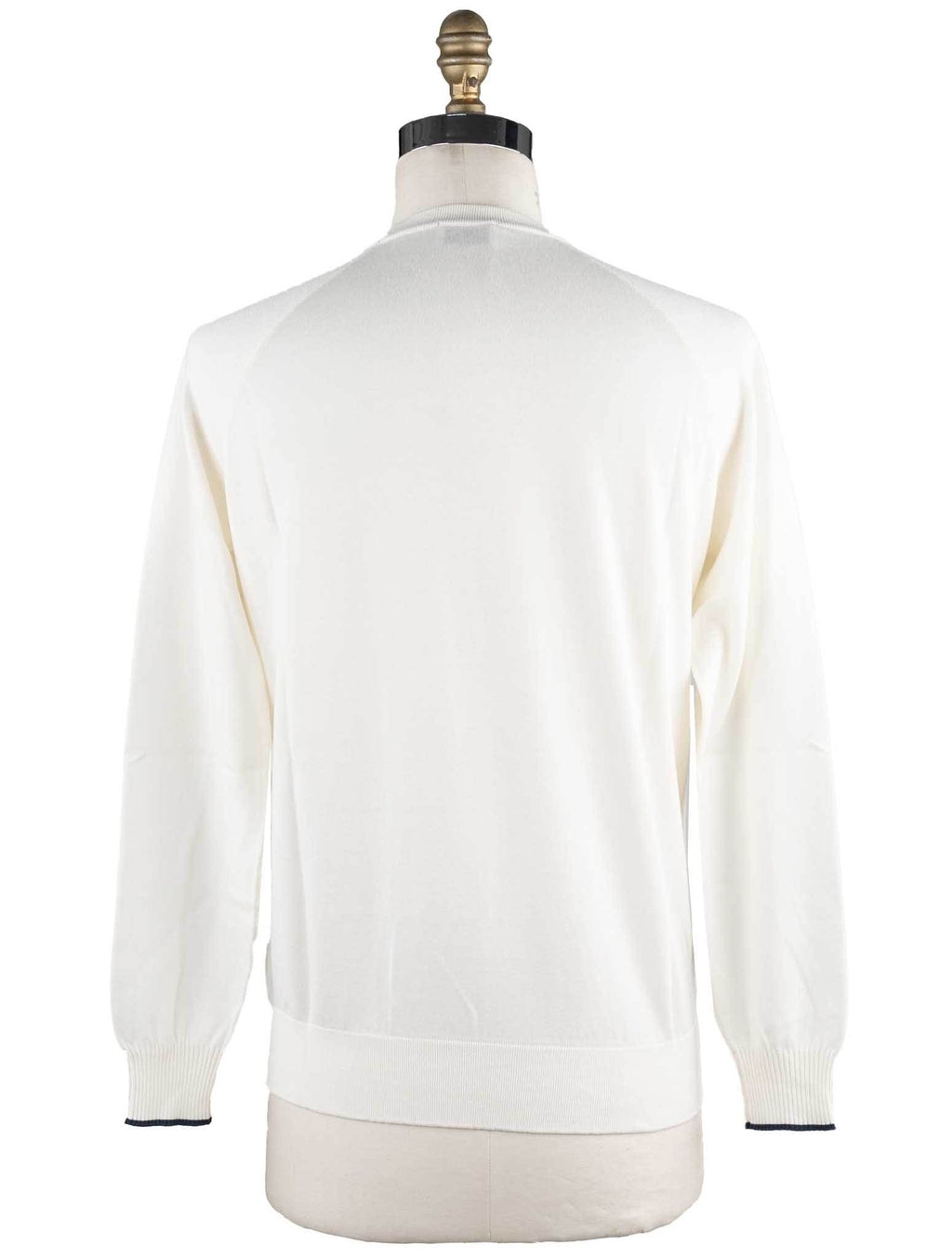 Cesare Attolini White Cotton Cashmere Sweater Crewneck