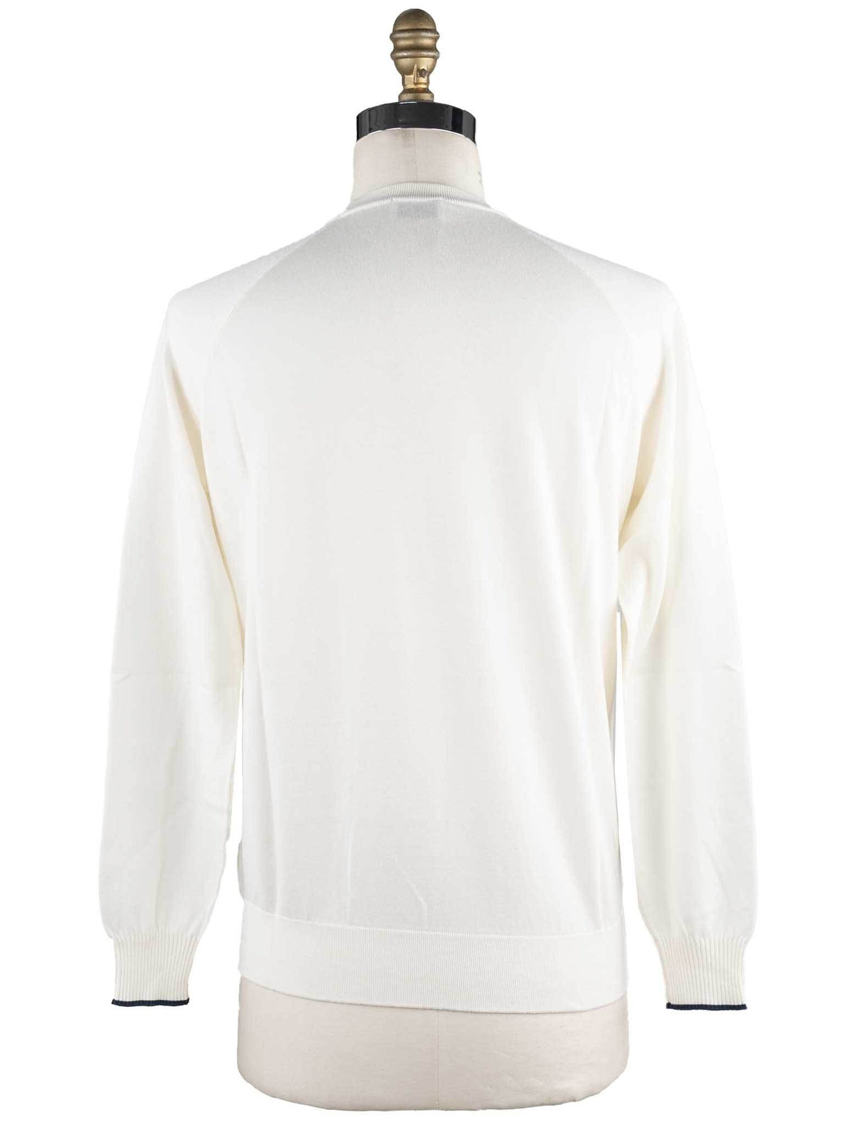 Cesare Attolini White Cotton Cashmere Sweater Crewneck