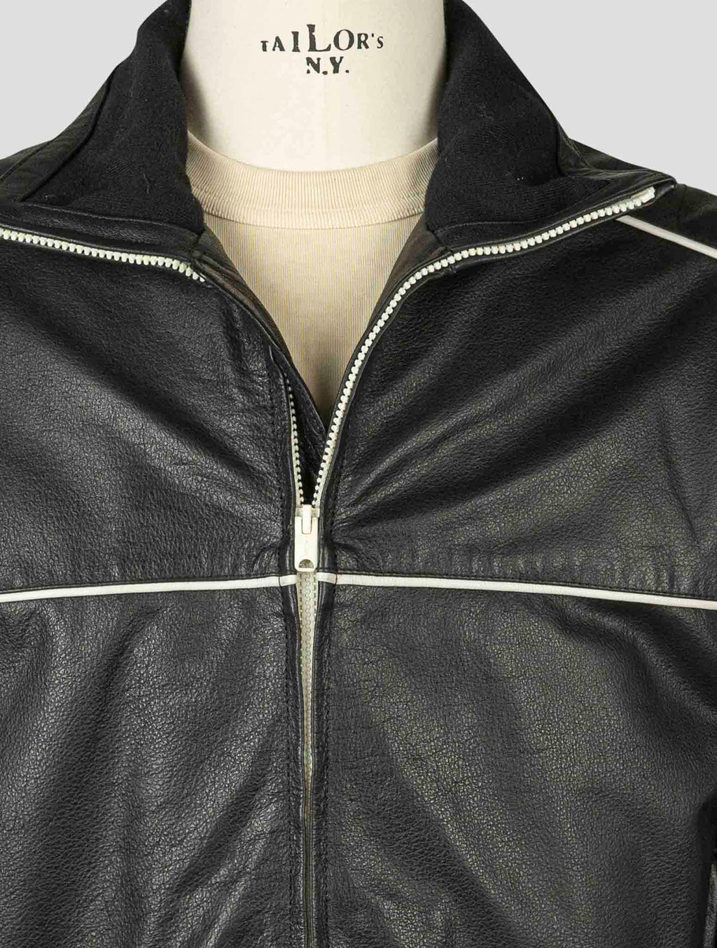 Kayne West Black Leather Biker Coat Season 5