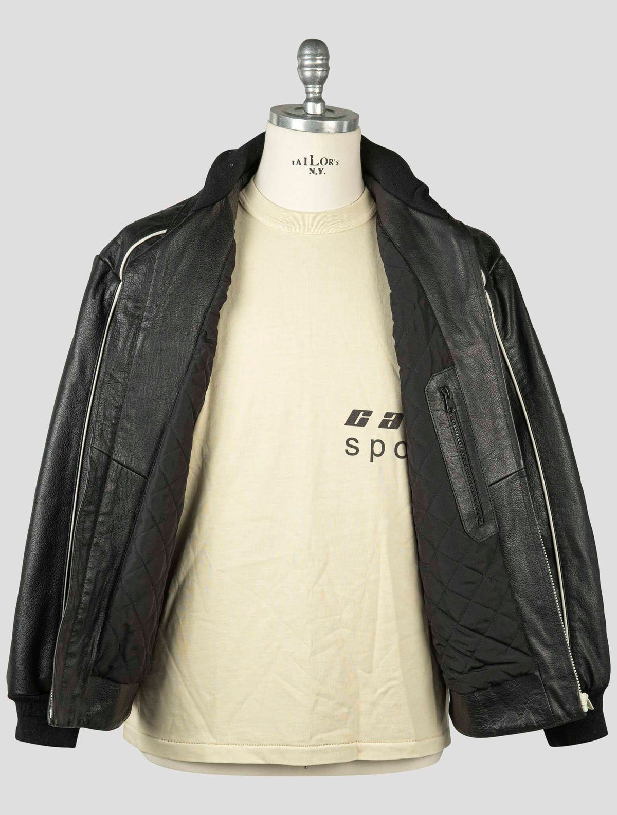 Kayne West Black Leather Biker Coat Season 5