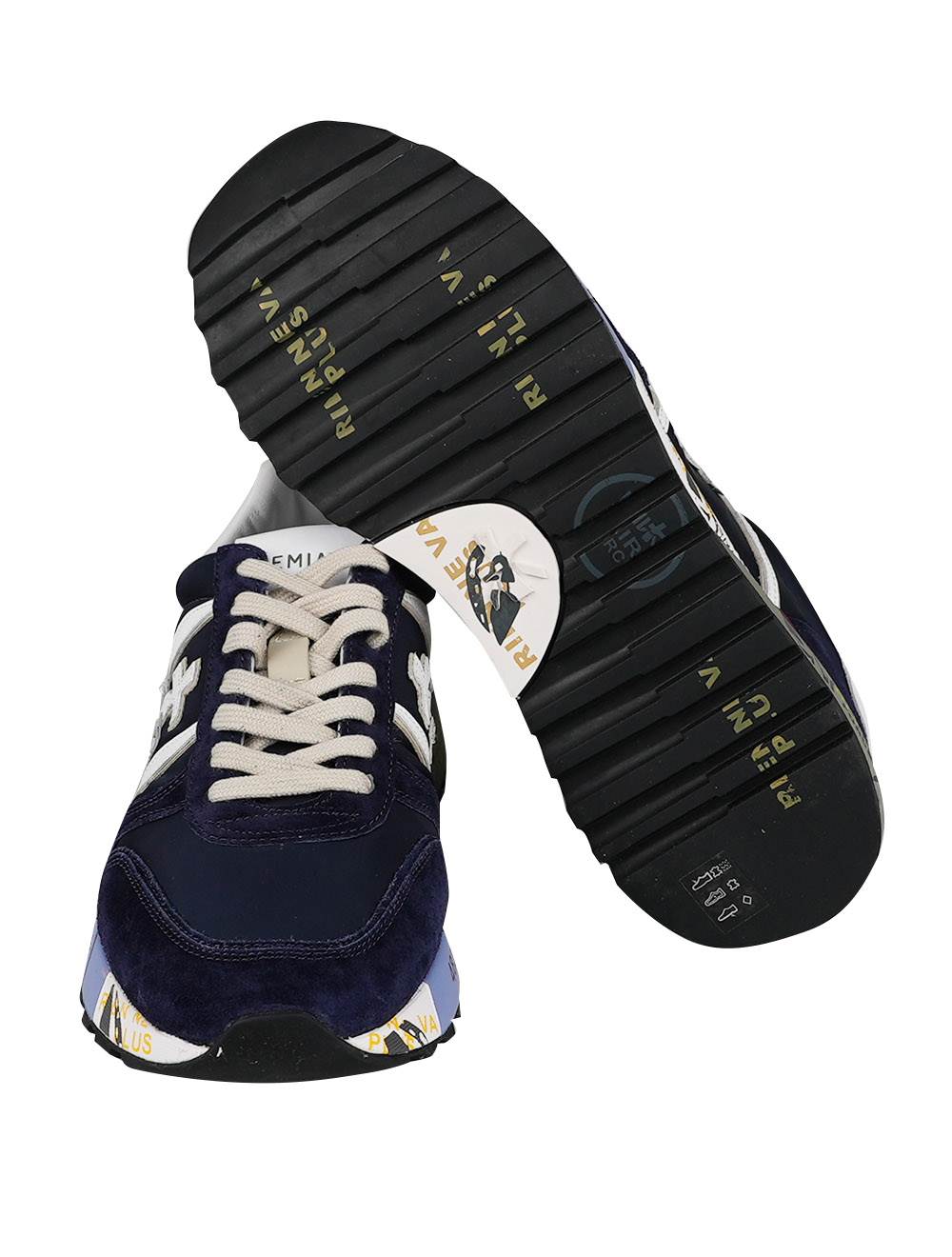 Premiata Blue White Pa Leather Sneakers