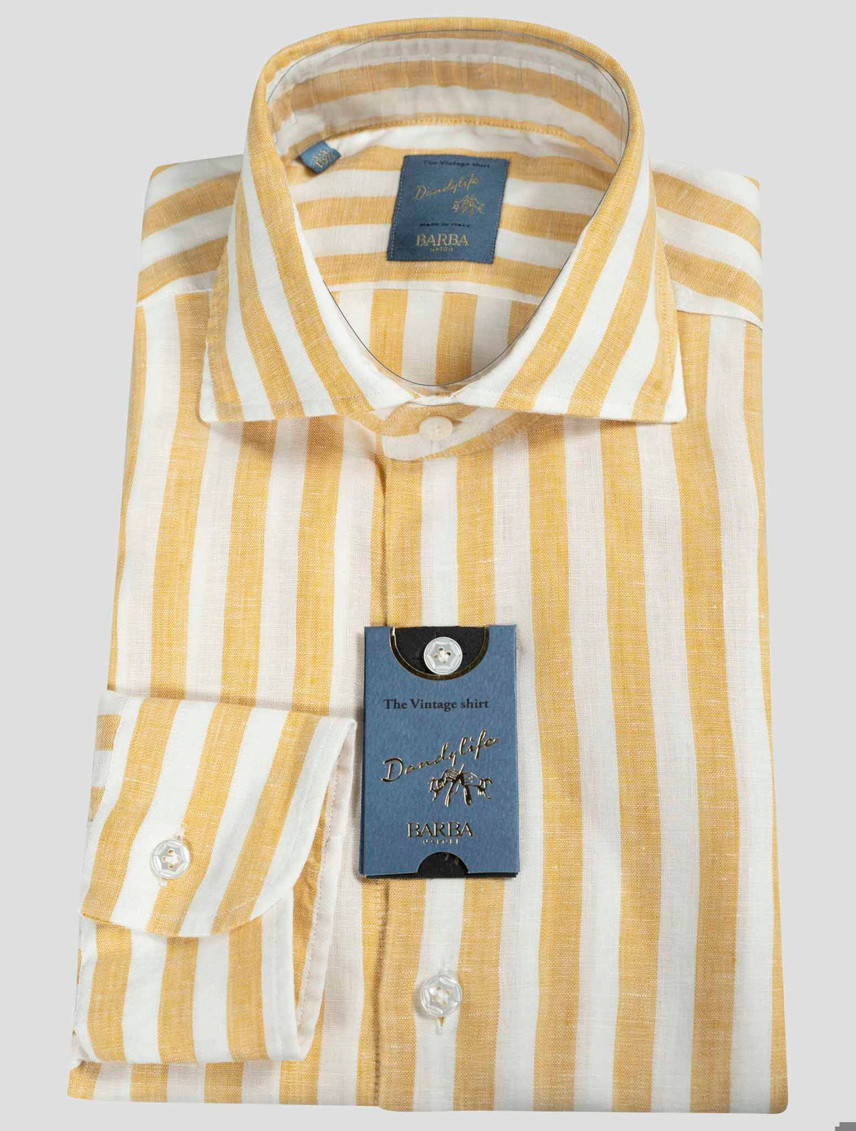 Barba Napoli Yellow White Linen Shirt