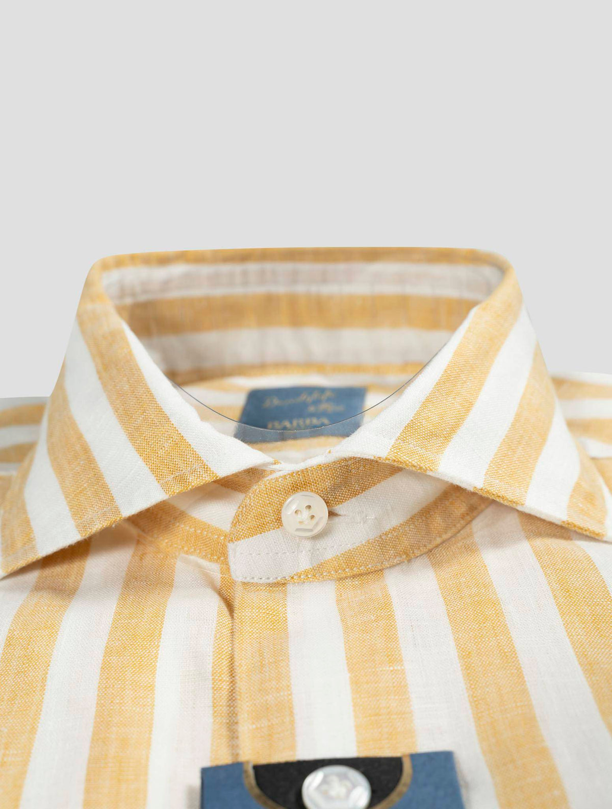 Barba Napoli Barba Napoli Yellow White Linen Shirt Yellow / White 001