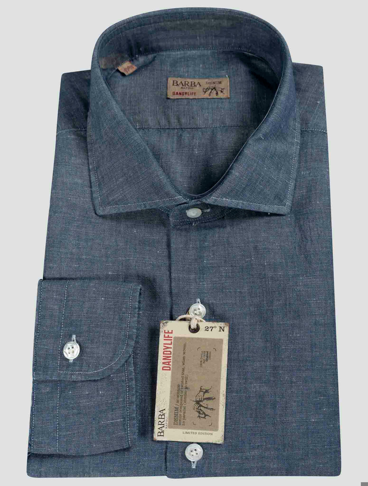 Barba Napoli Blue Linen Cotton Shirt