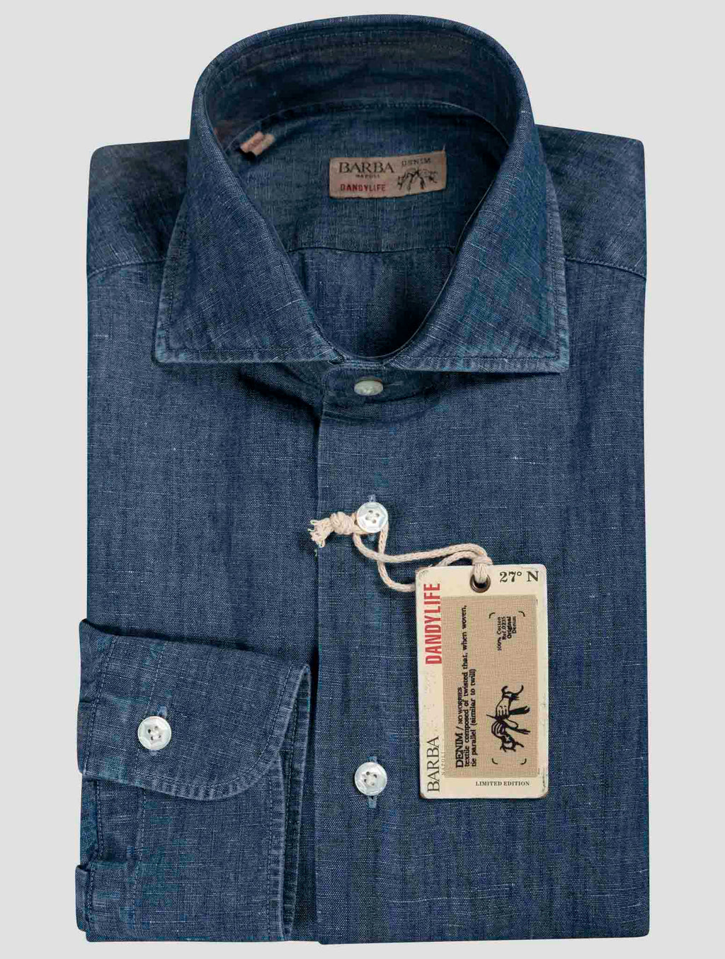 Barba Napoli Denim Cotton Linen Shirt