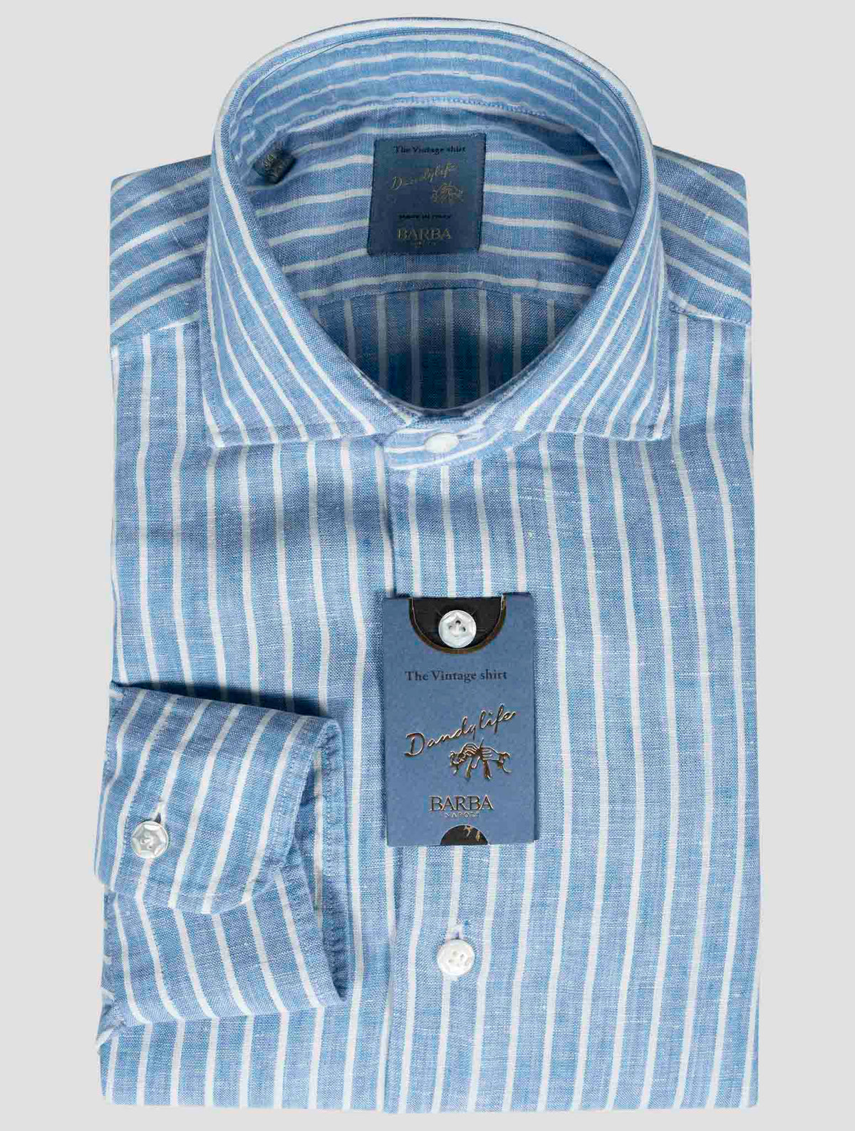 Barba Napoli Barba Napoli Blue White Linen Shirt Blue / White 000