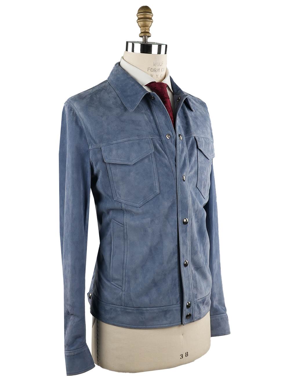 Cesare Attolini Cesare Attolini Light Blue Leather Suede Coat Light Blue 001