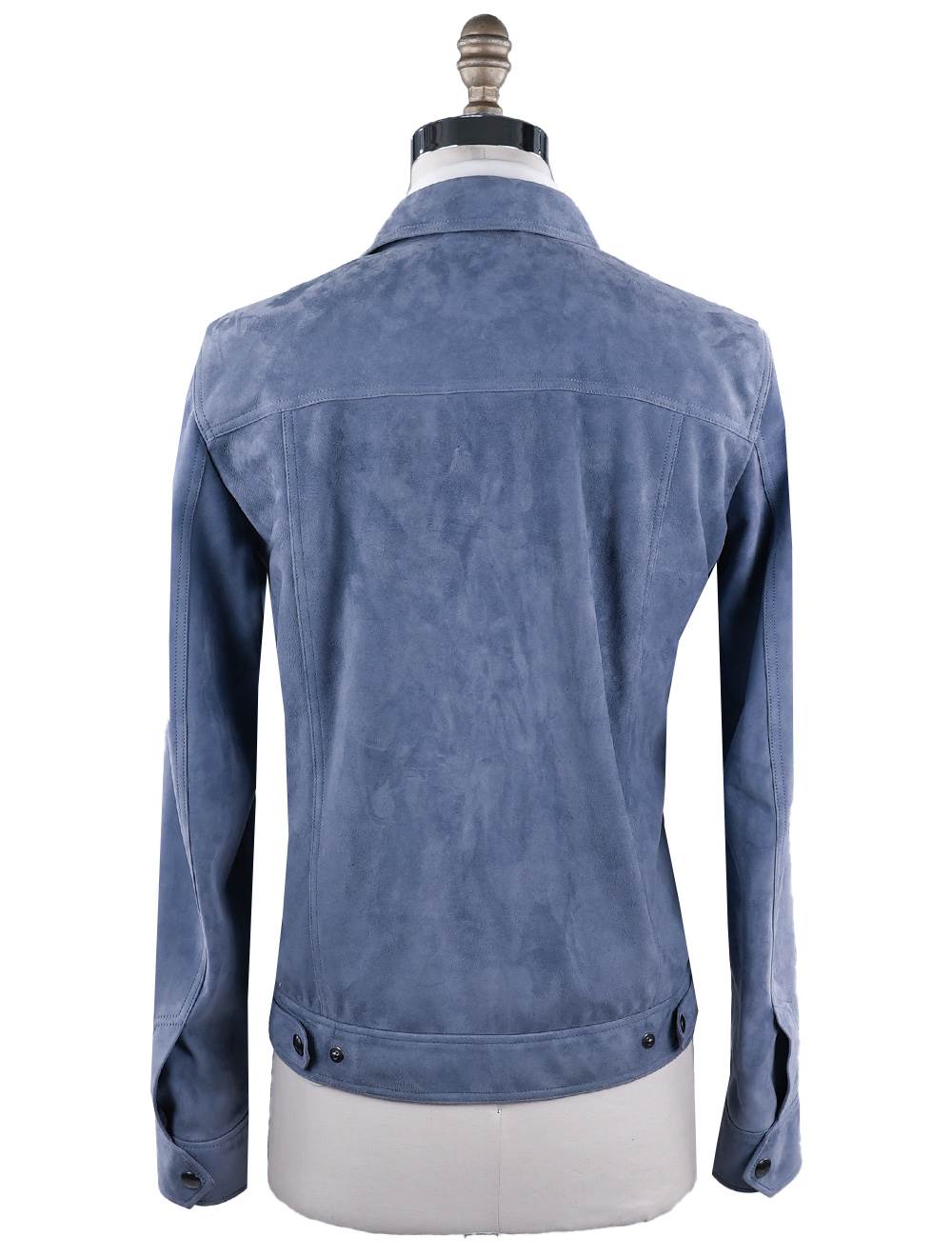 Cesare Attolini Light Blue Leather Suede Coat