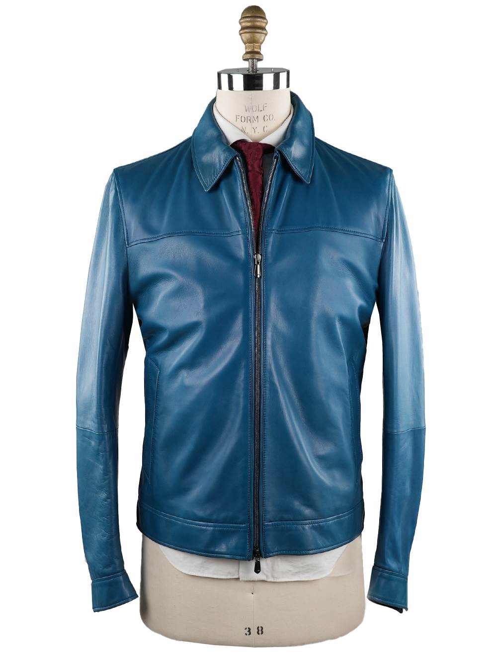 Cesare Attolini Light Blue Leather Suede Coat