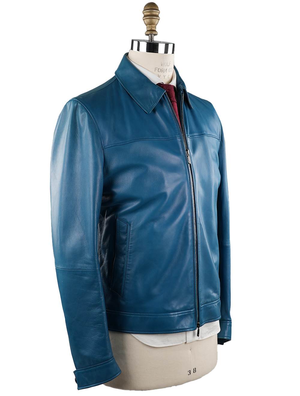 Cesare Attolini Cesare Attolini Light Blue Leather Suede Coat Light Blue 001