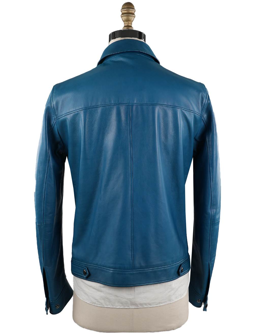 Cesare Attolini Light Blue Leather Suede Coat