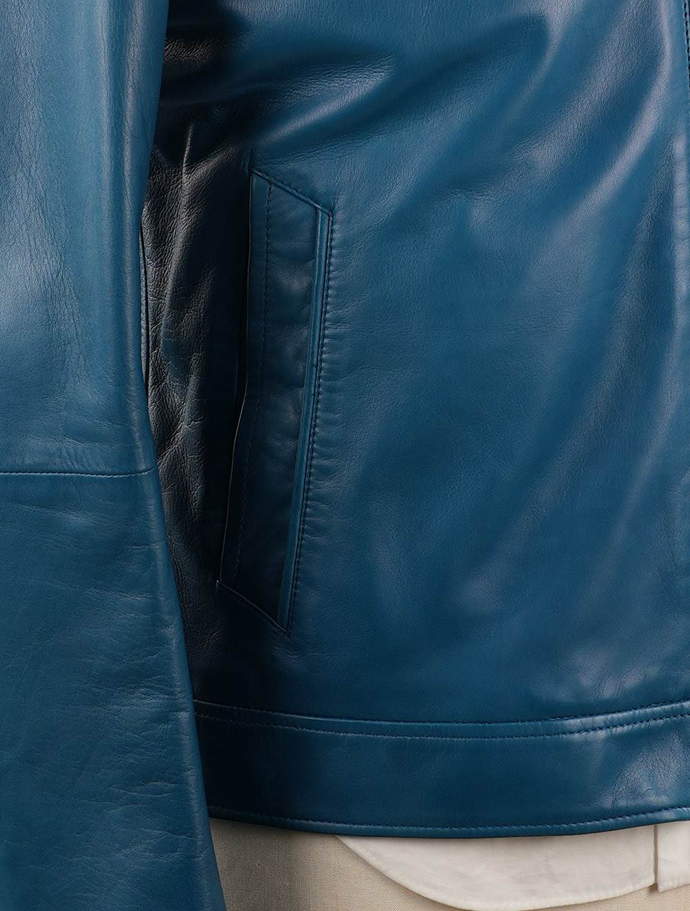 Cesare Attolini Light Blue Leather Suede Coat