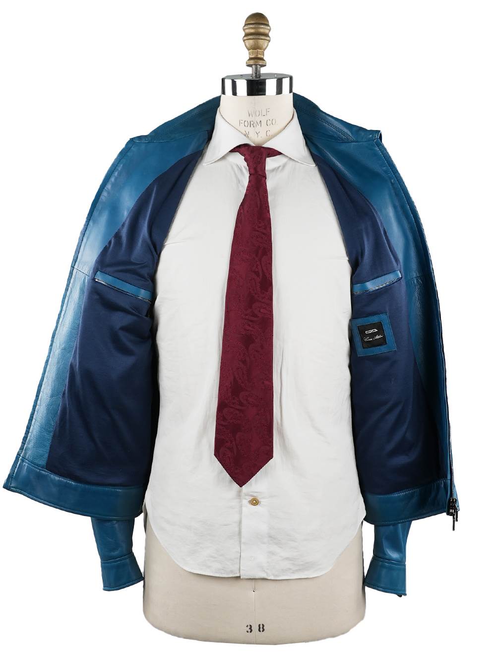 Cesare Attolini Light Blue Leather Suede Coat