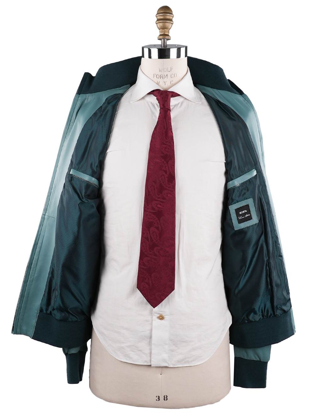 Cesare Attolini Green Leather Coat