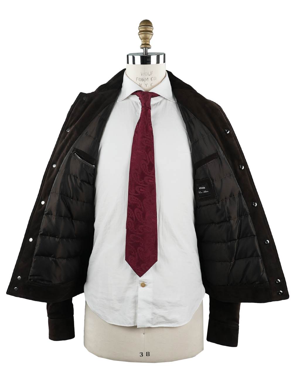 Cesare Attolini Brown Leather Suede Coat