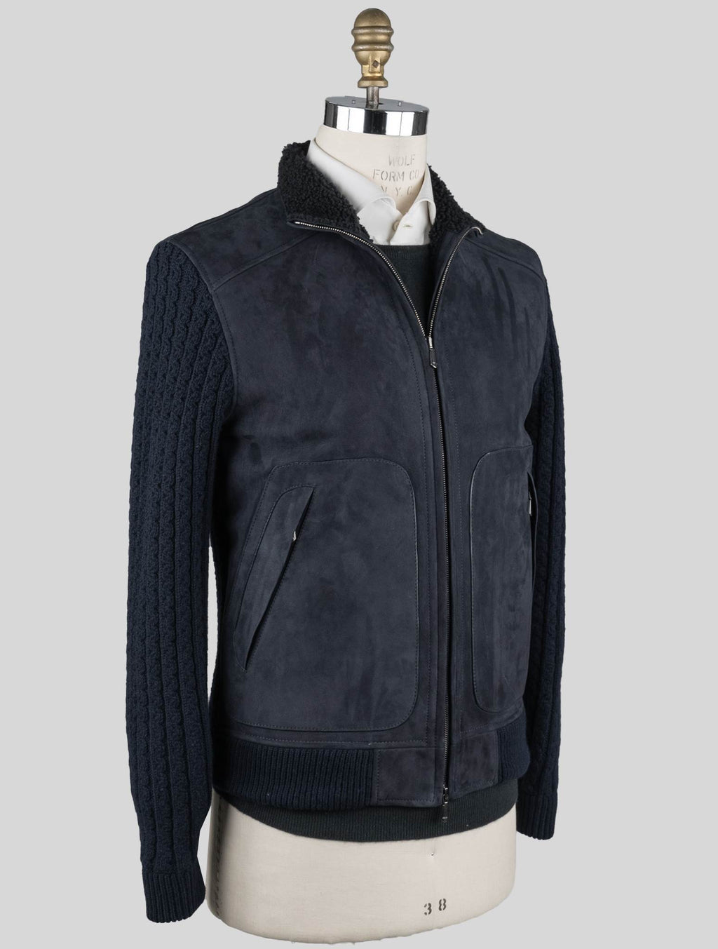 Cesare Attolini Cesare Attolini Blue Shearling Wool Coat Blue 001
