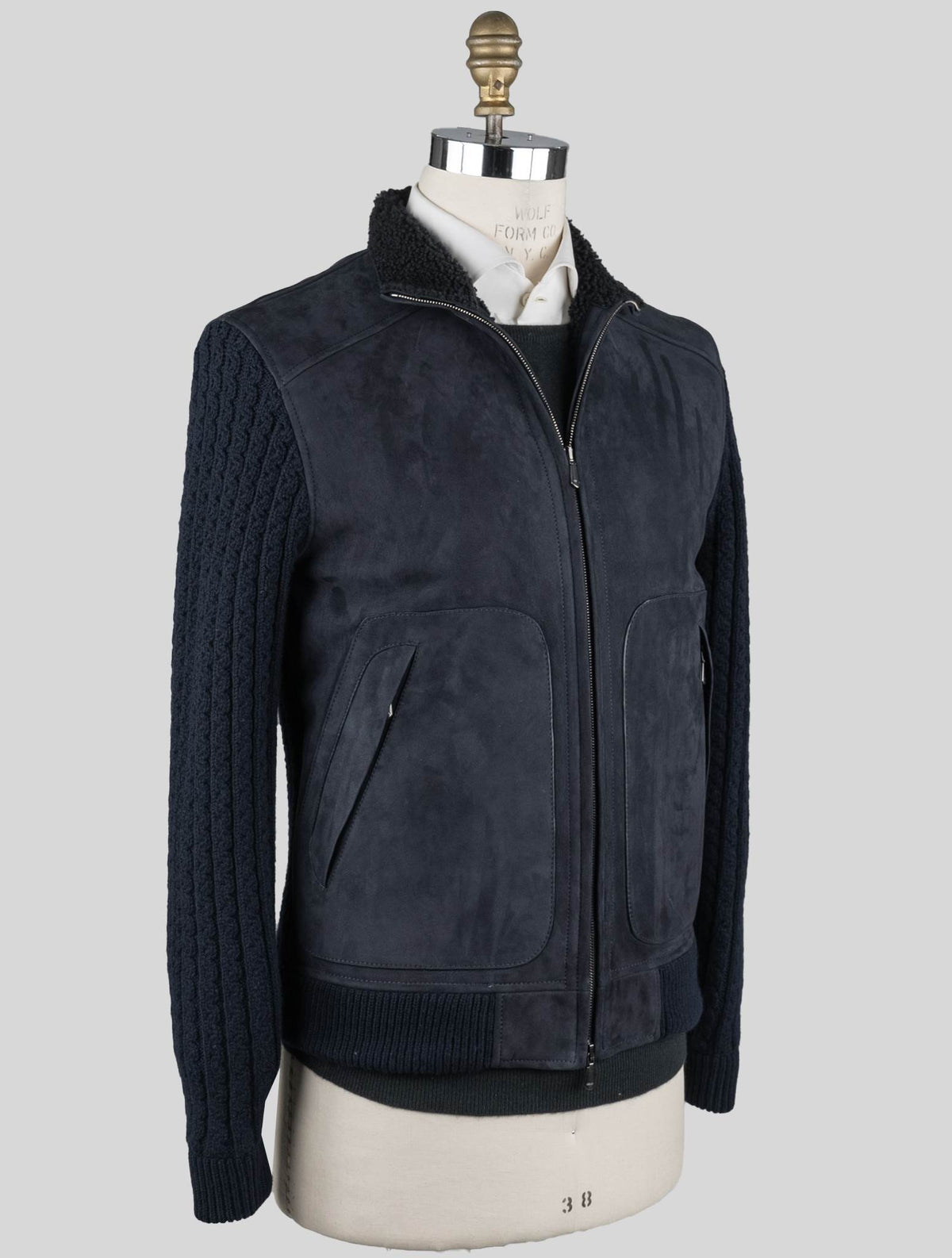 Cesare Attolini Cesare Attolini Blue Shearling Wool Coat Blue 001