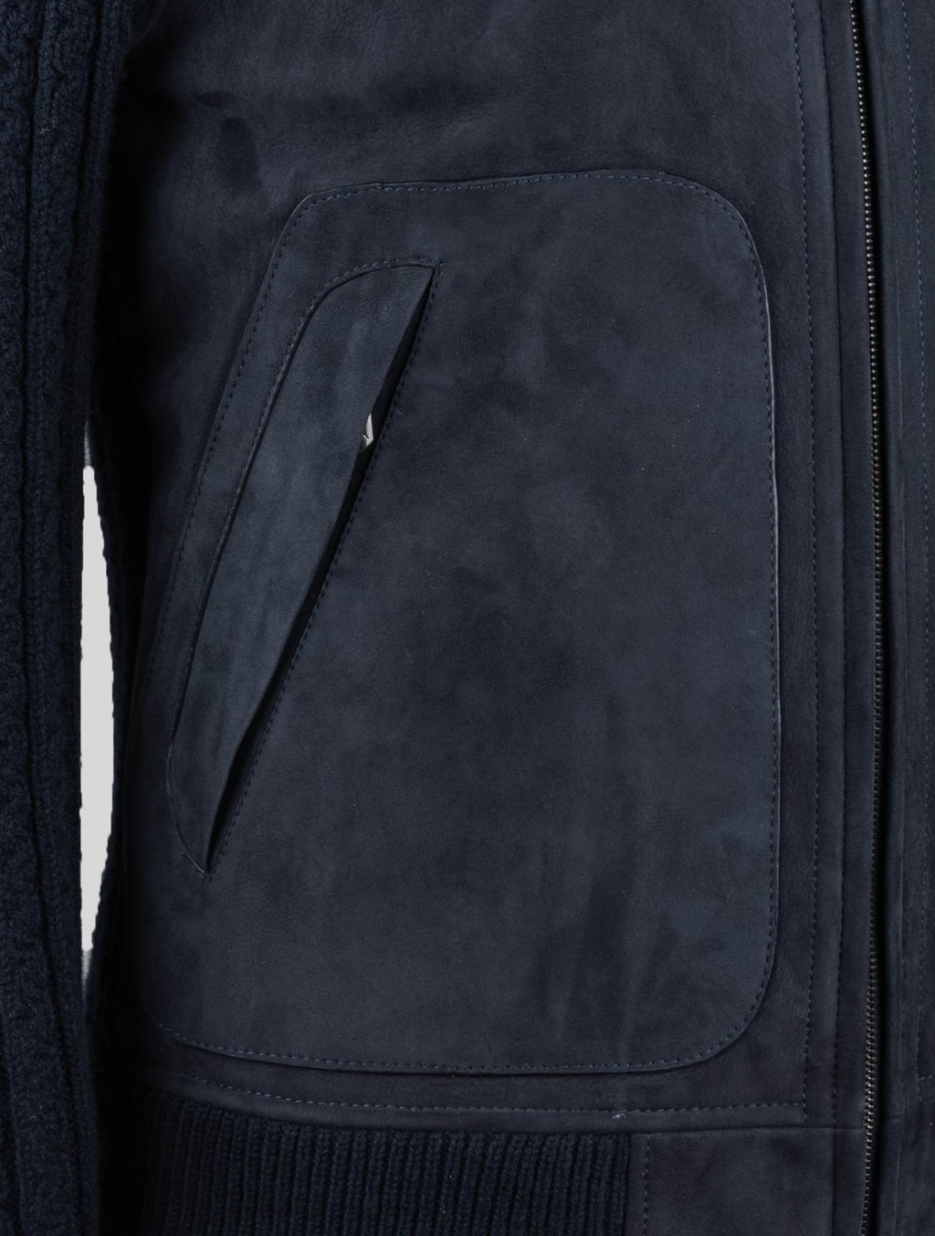 Cesare Attolini Blue Shearling Wool Coat