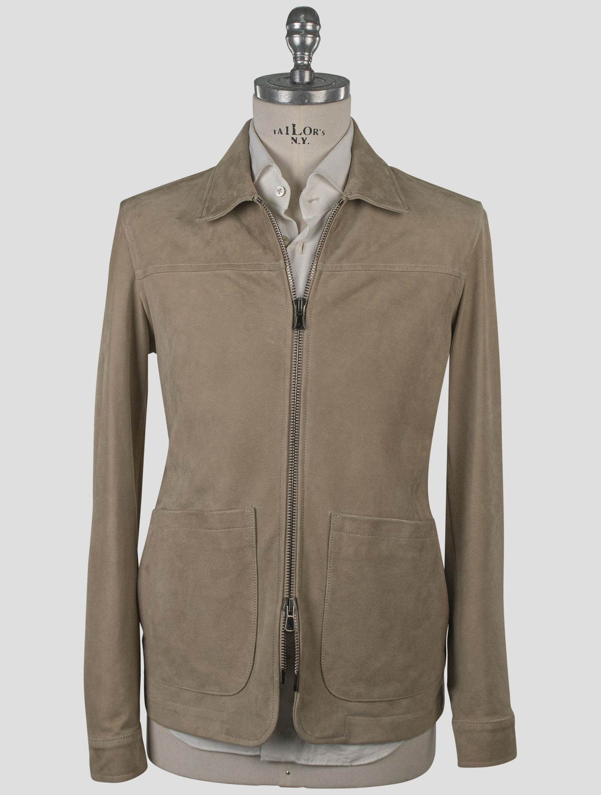 Isaia Beige Leather Suede Coat