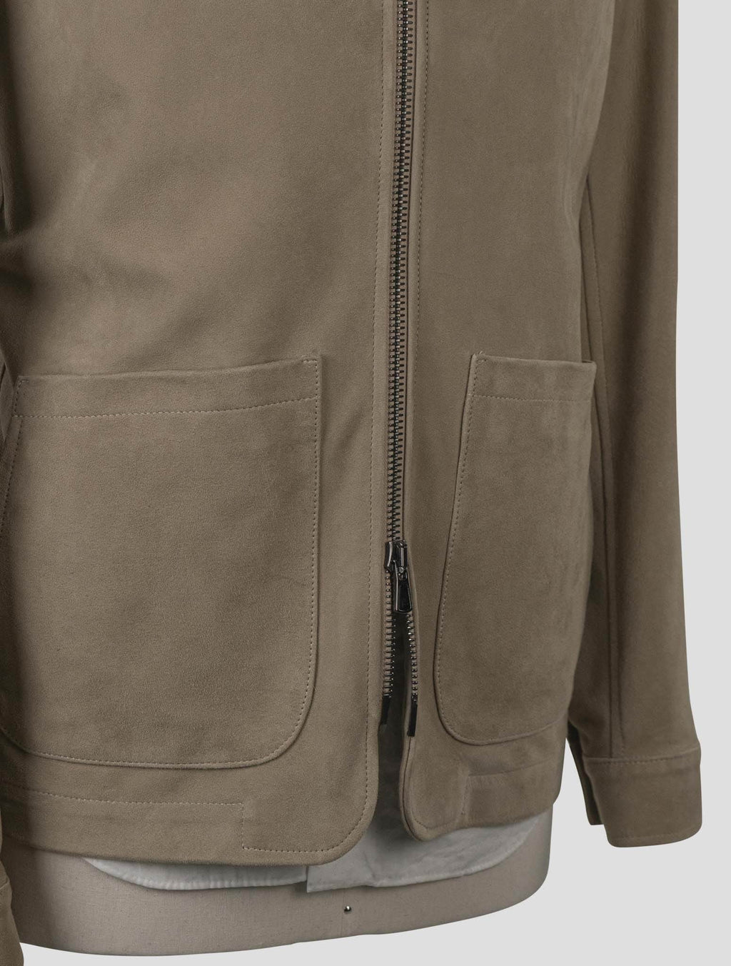 Isaia Beige Leather Suede Coat