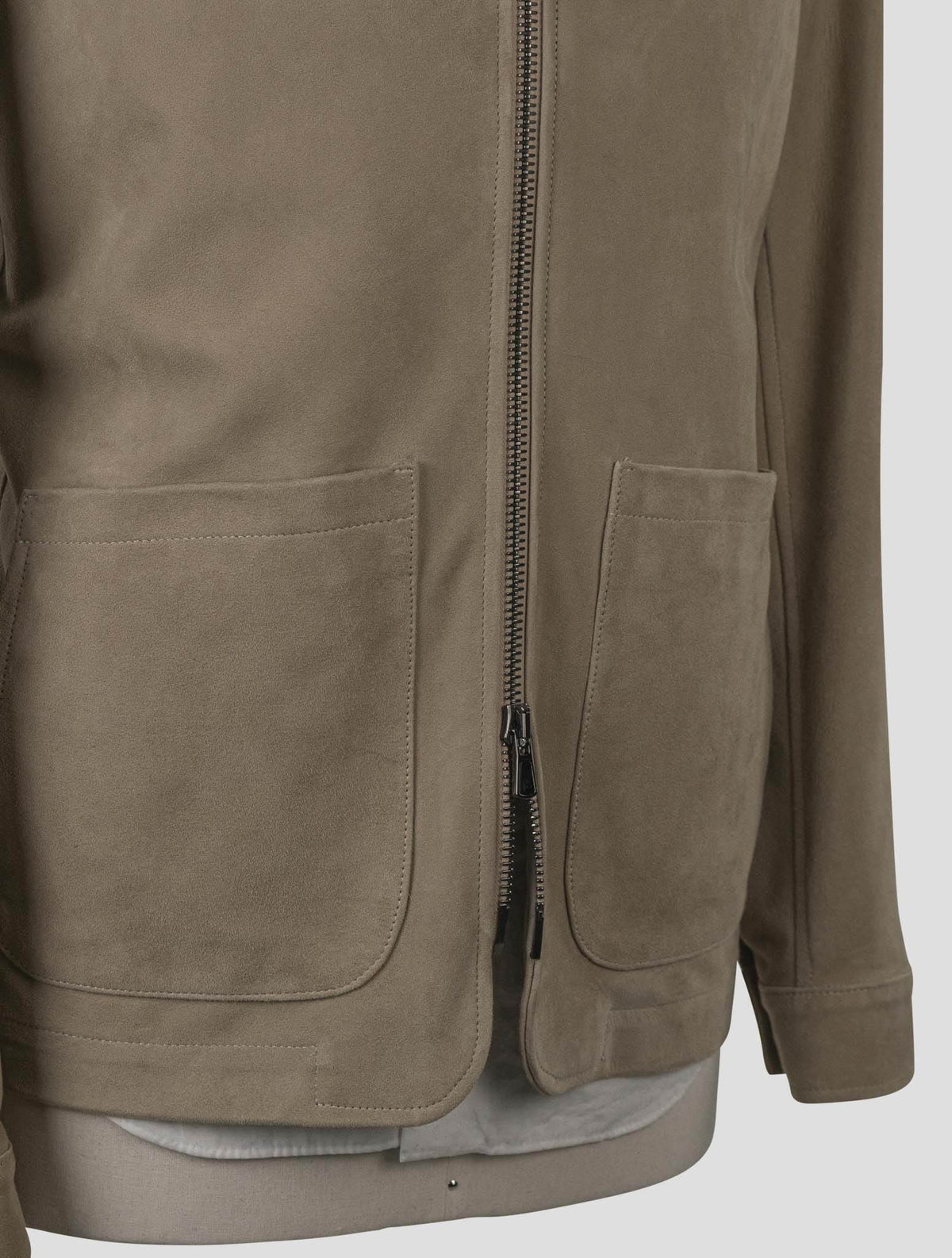 Isaia Beige Leather Suede Coat
