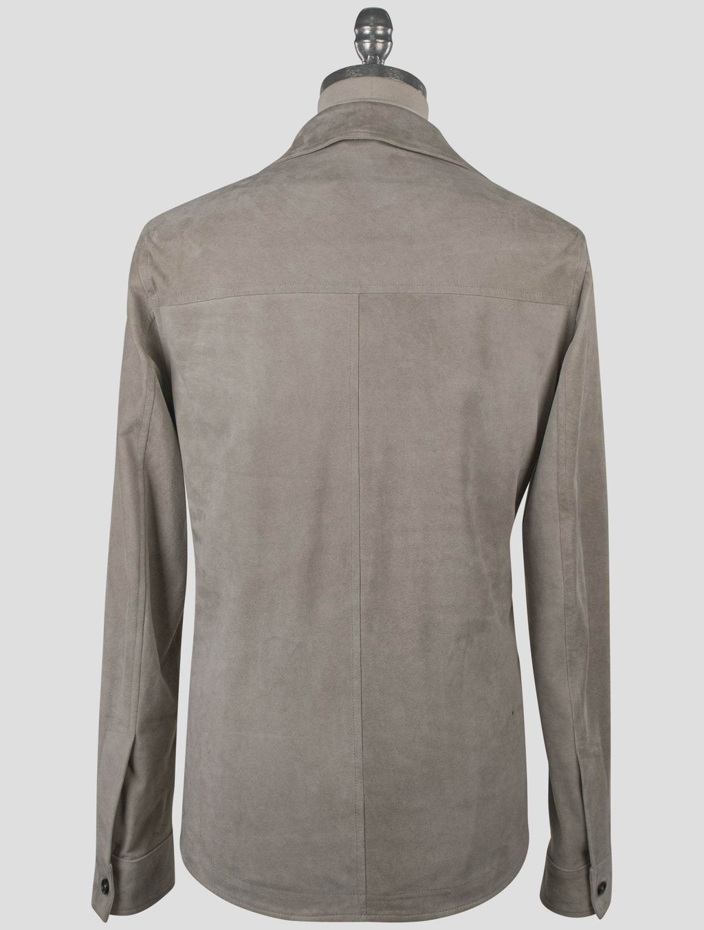 Isaia Gray Leather Suede Coat
