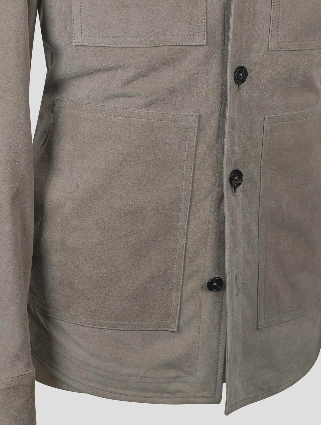 Isaia Gray Leather Suede Coat