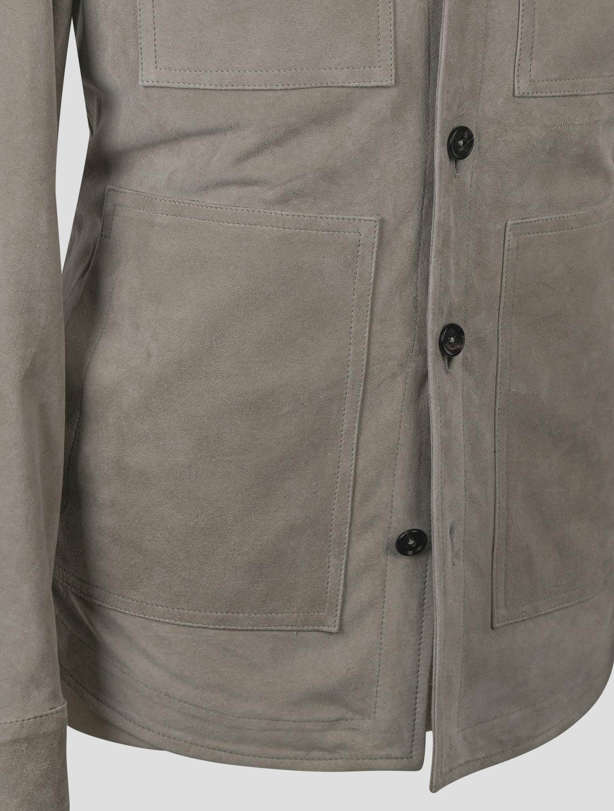 Isaia Gray Leather Suede Coat