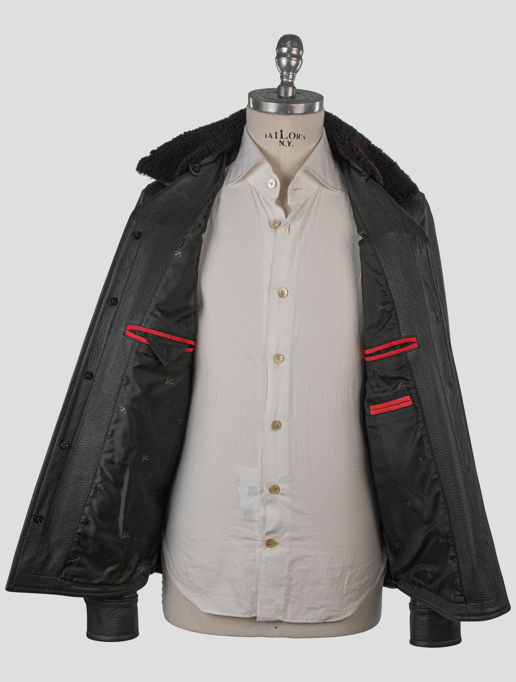 Isaia Blue Leather Suede Coat