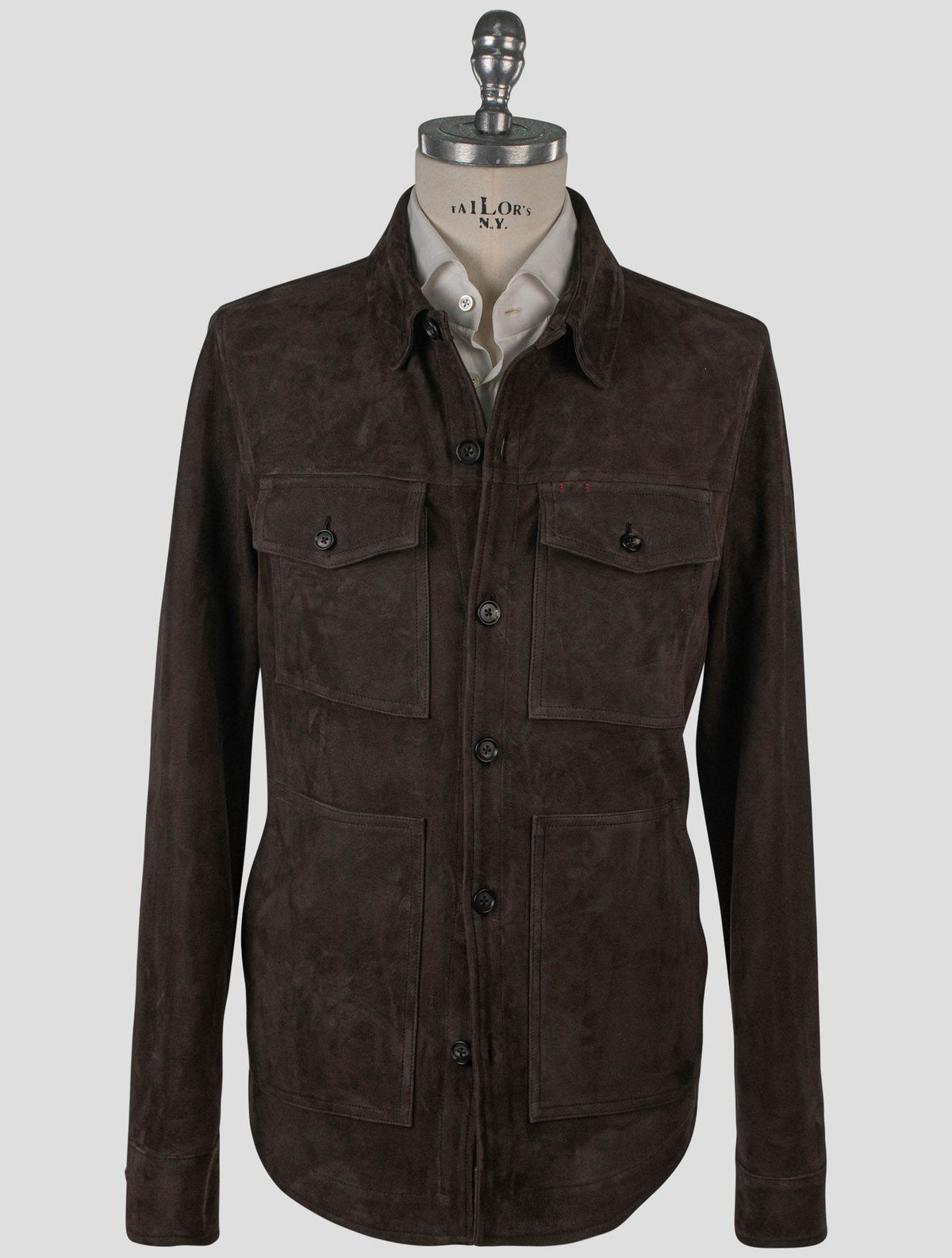 Isaia Isaia Brown Leather Suede Coat Brown 000