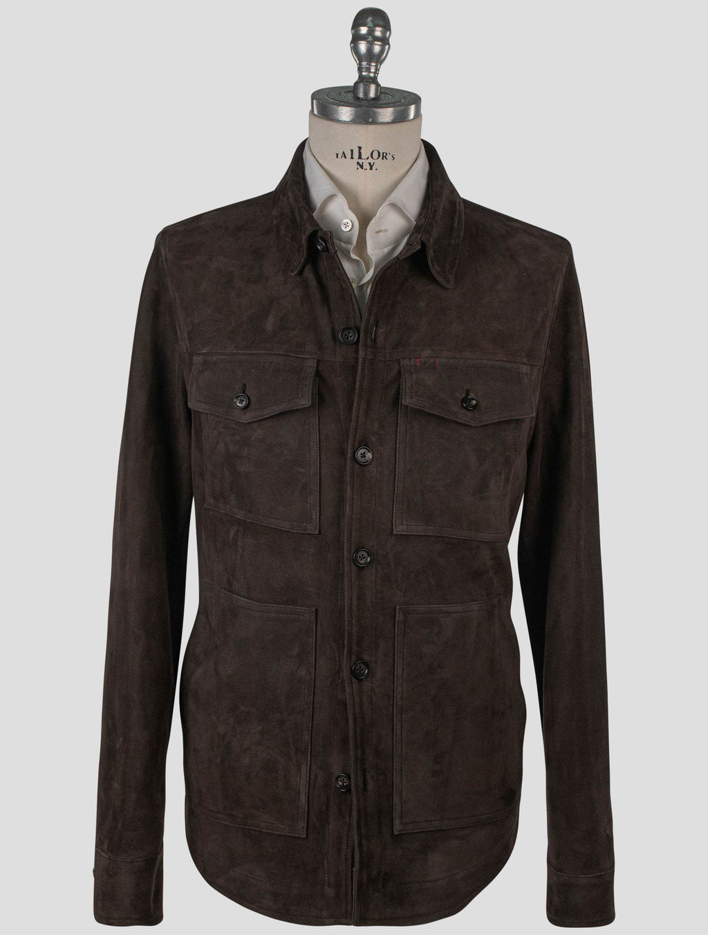 Isaia Brown Leather Suede Coat