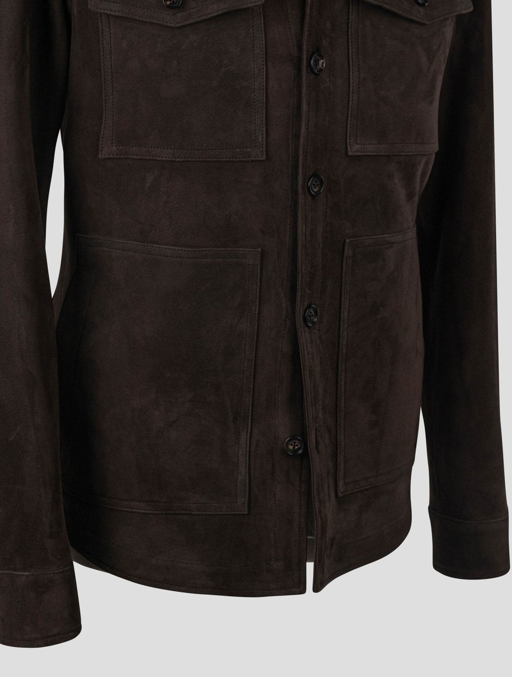 Isaia Brown Leather Suede Coat