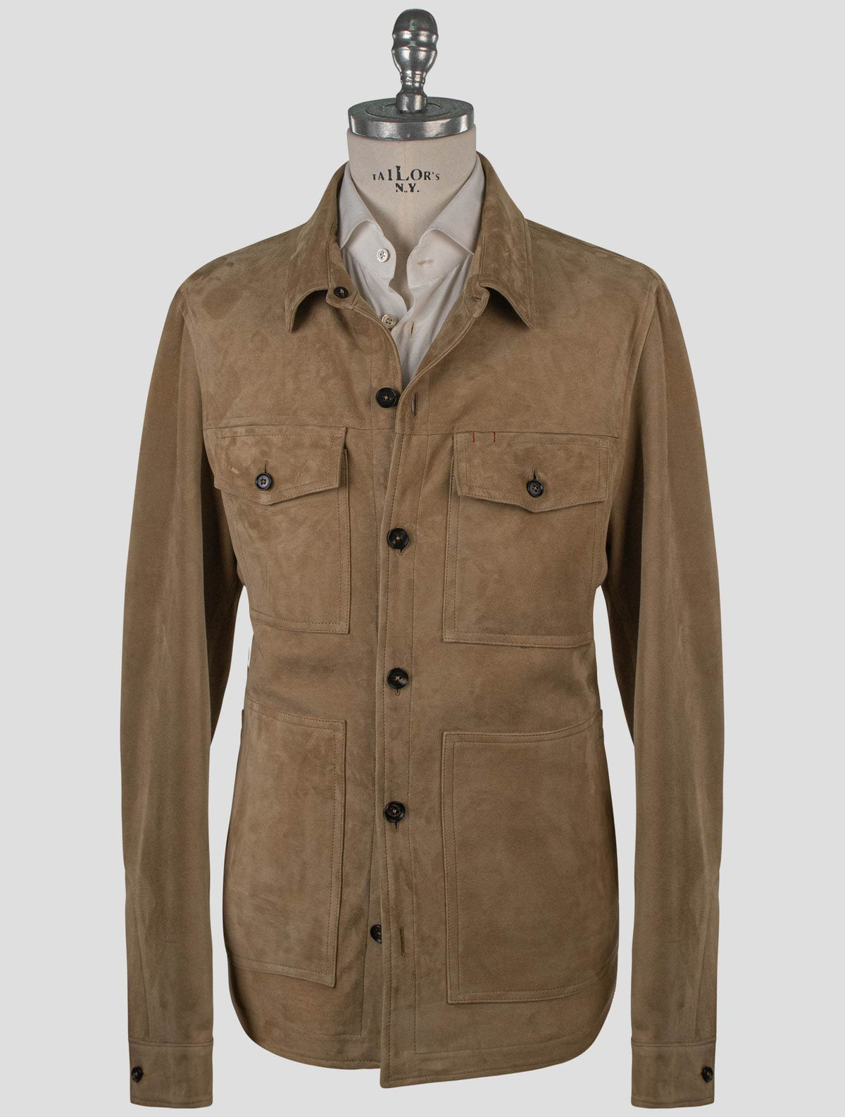 Isaia Beige Leather Suede Coat