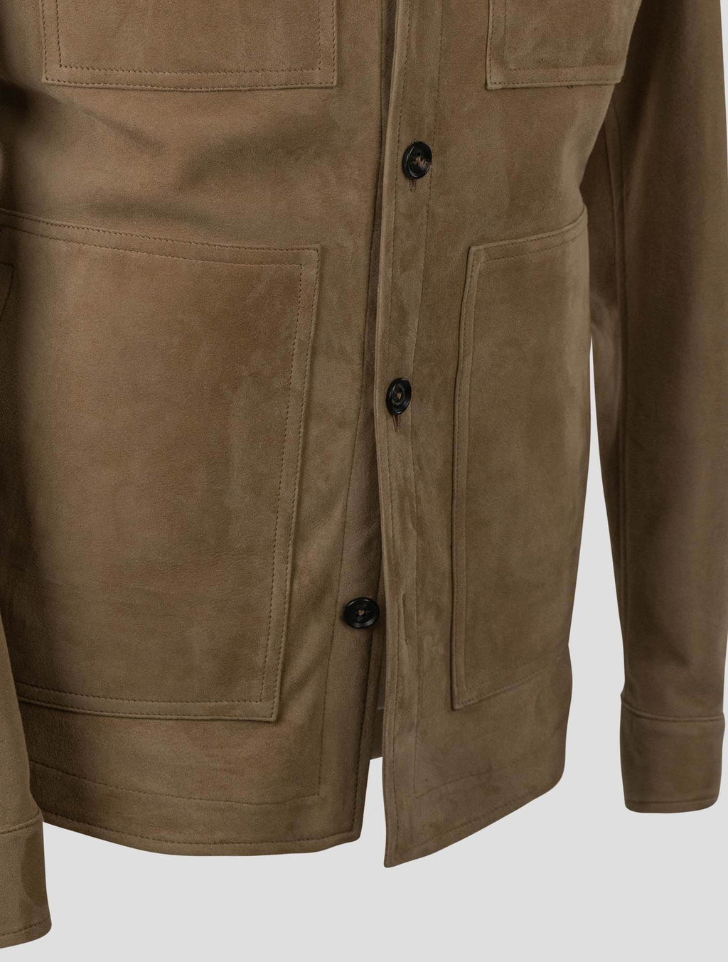 Isaia Beige Leather Suede Coat
