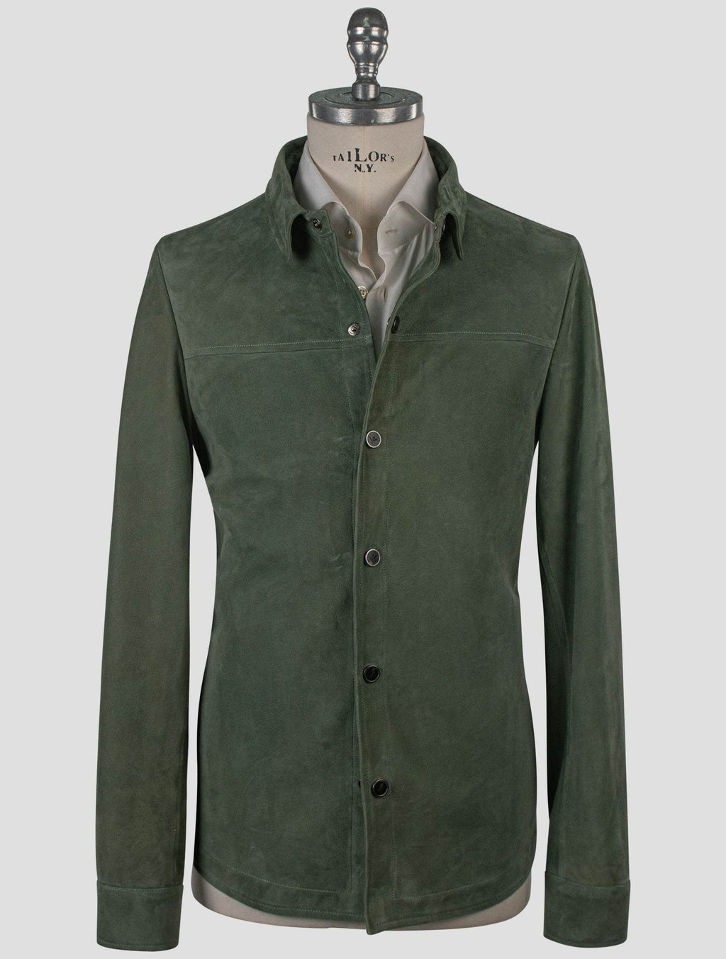 Isaia Isaia Green Leather Suede Coat Green 000