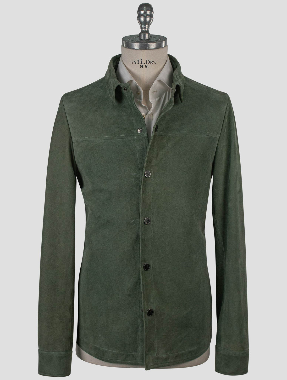 Isaia Isaia Green Leather Suede Coat Green 000