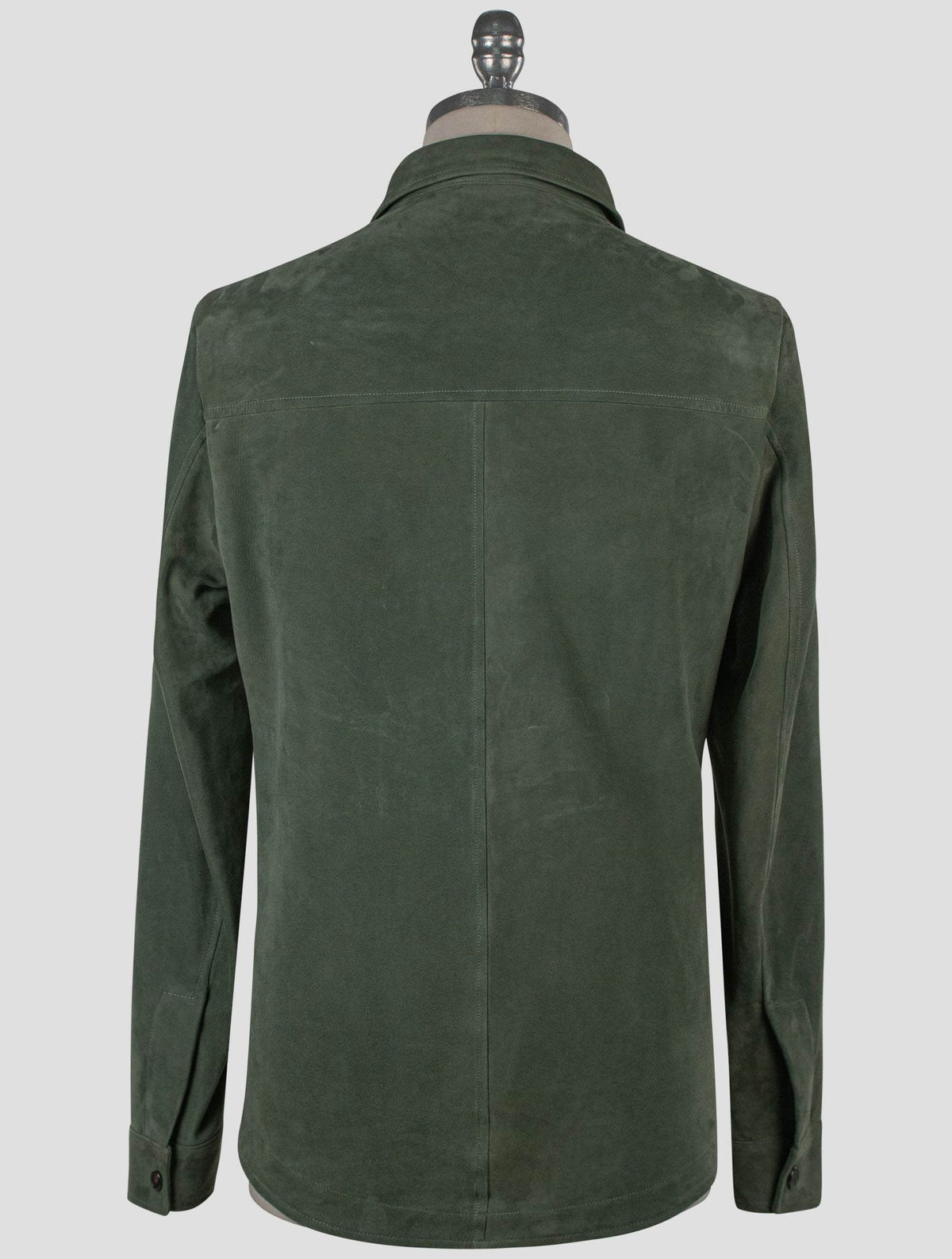 Isaia Green Leather Suede Coat