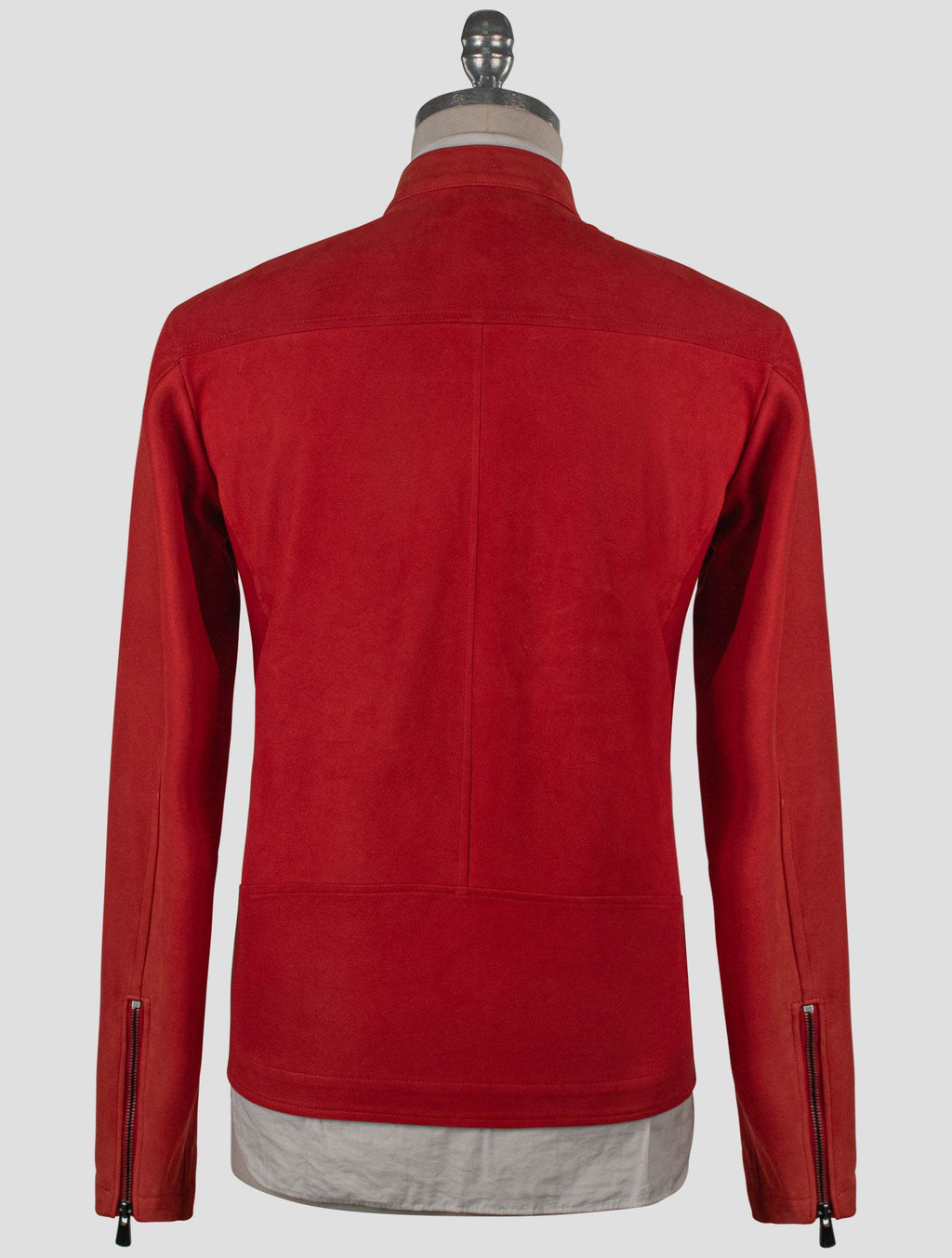 Isaia Red Leather Suede Coat