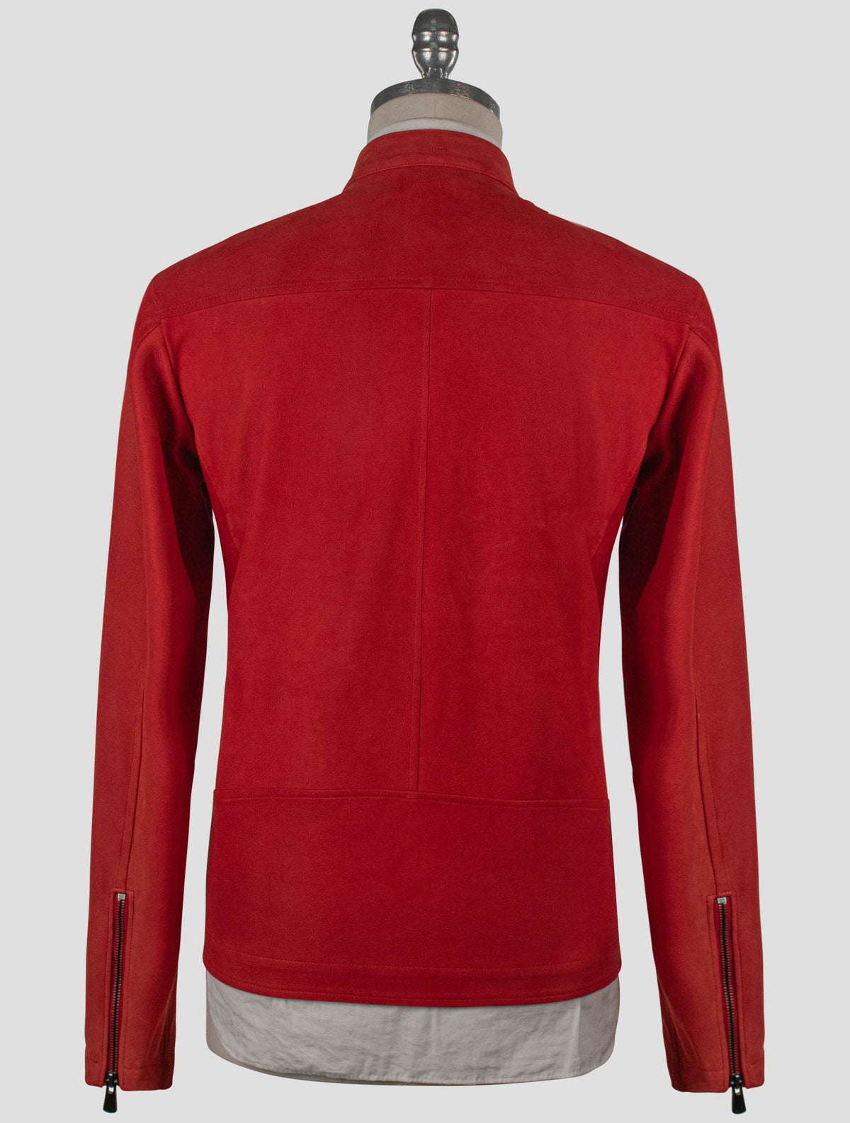 Isaia Red Leather Suede Coat