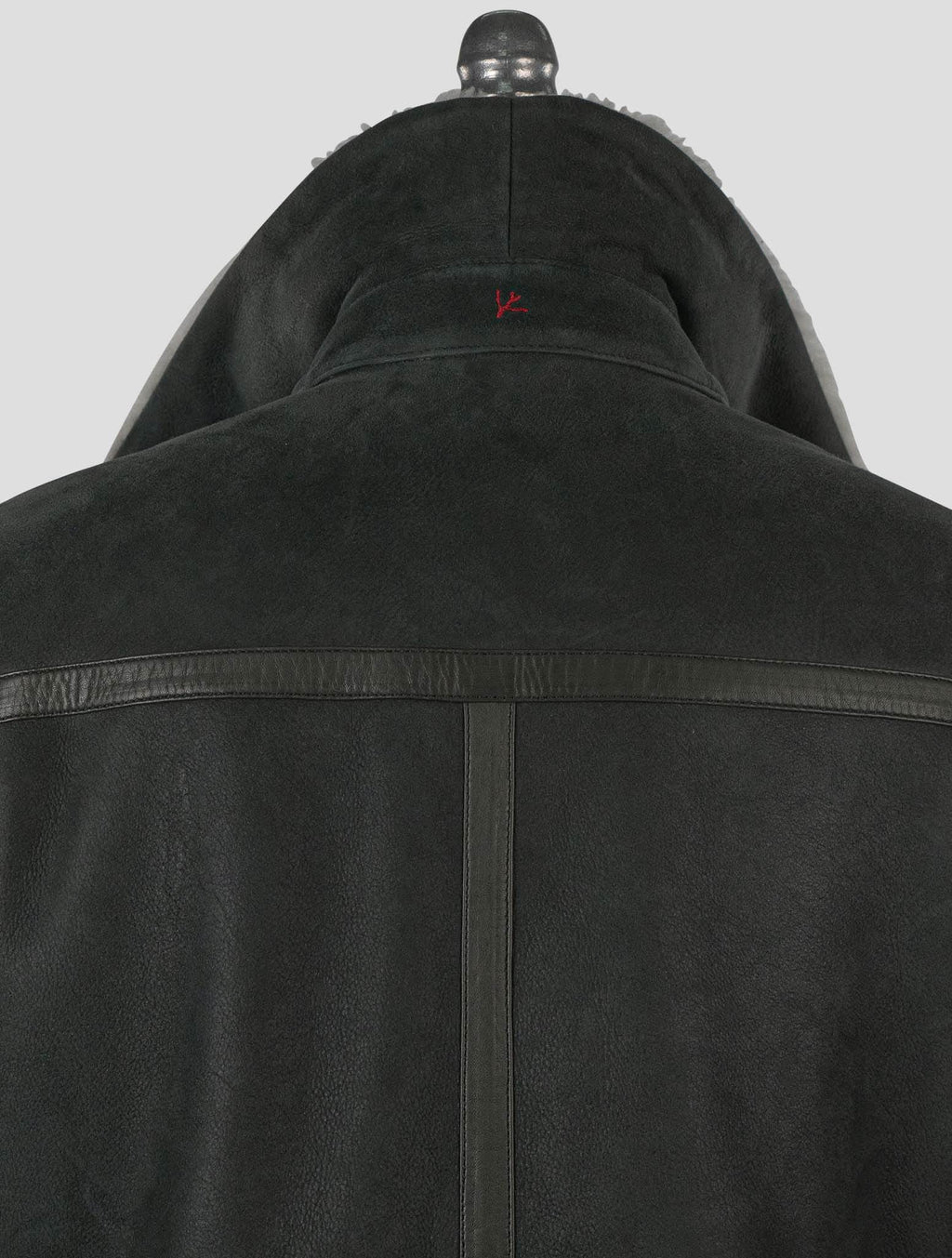 Isaia Green Leather Sheepskin Coat